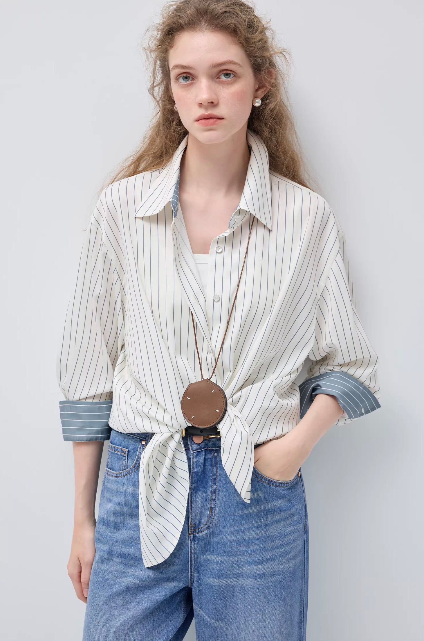 ストライプ柄ドロップショルダーシャツ
C3456