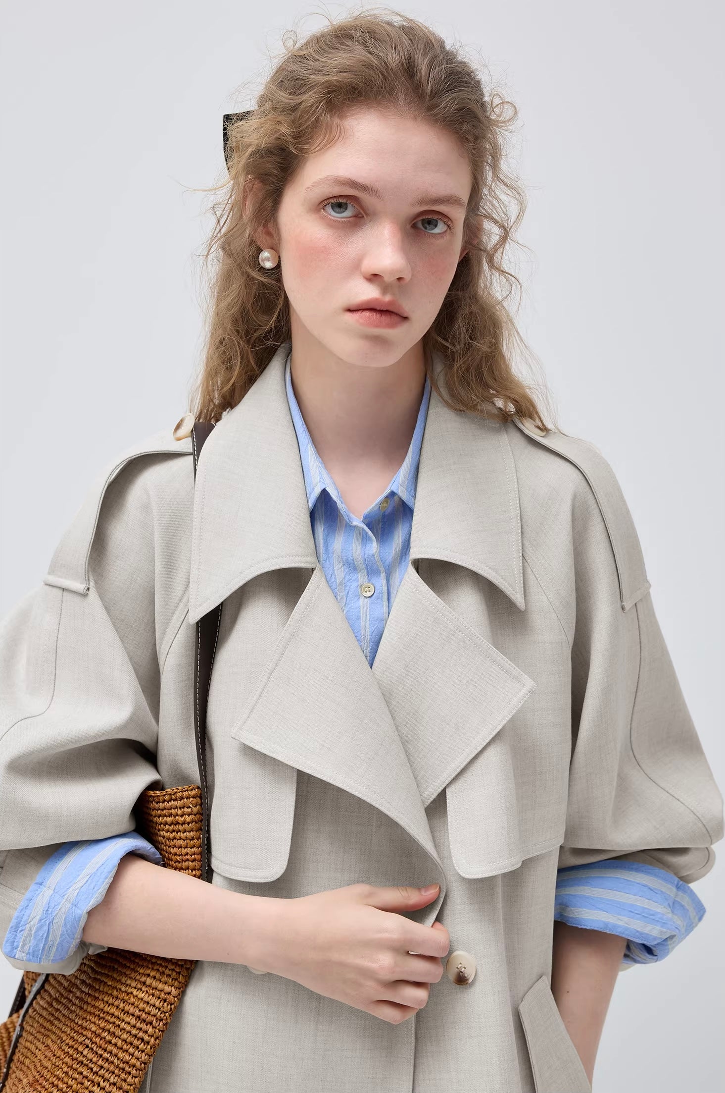 リネンライク ダブルブレスト トレンチコート
C3457