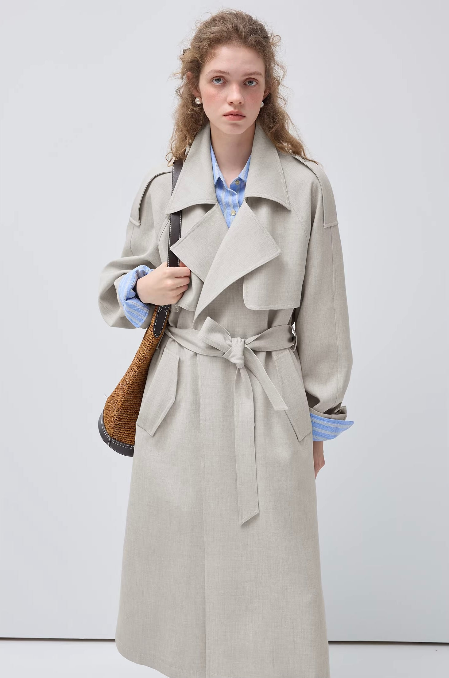 リネンライク ダブルブレスト トレンチコート
C3457