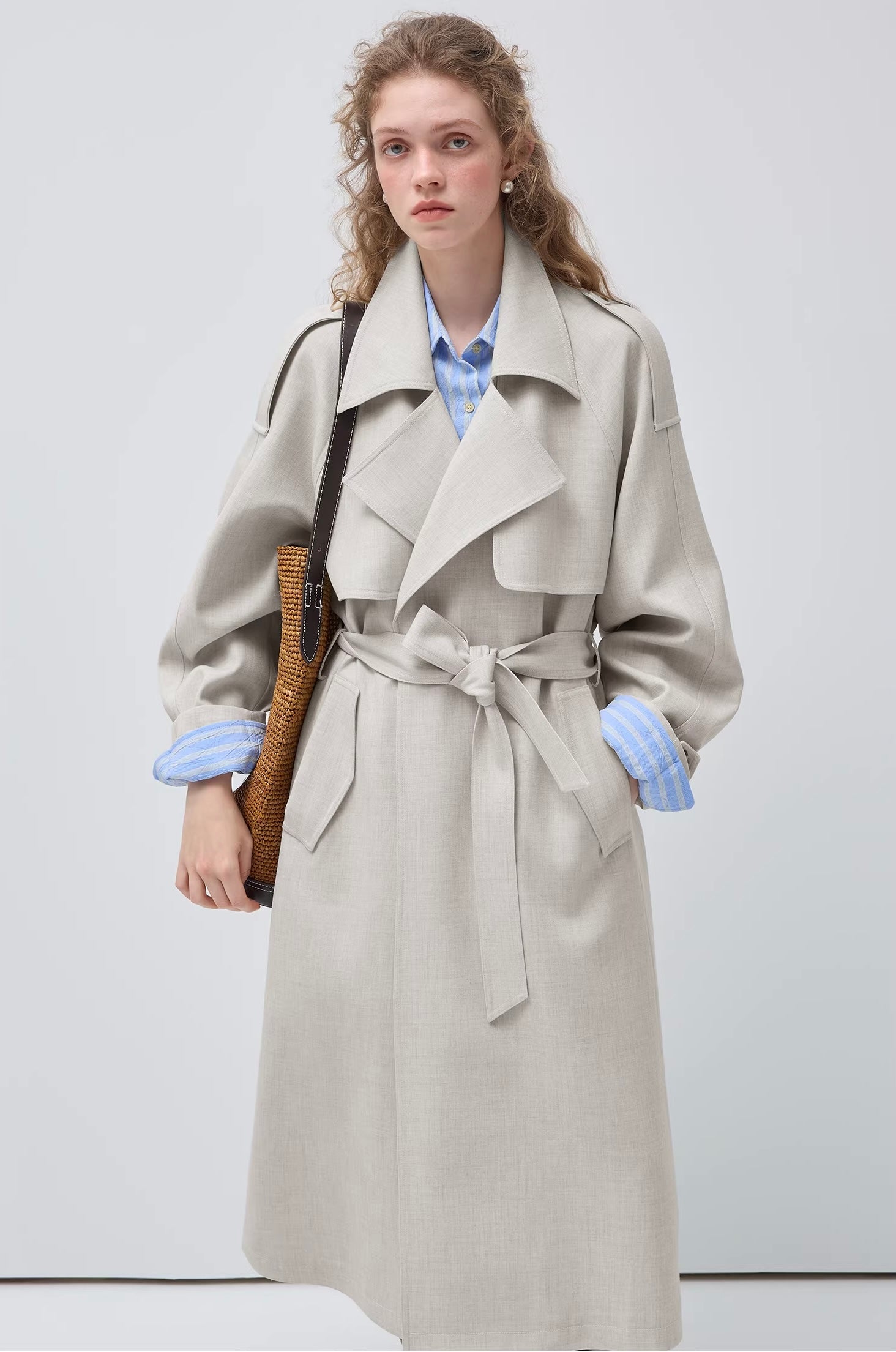 リネンライク ダブルブレスト トレンチコート
C3457