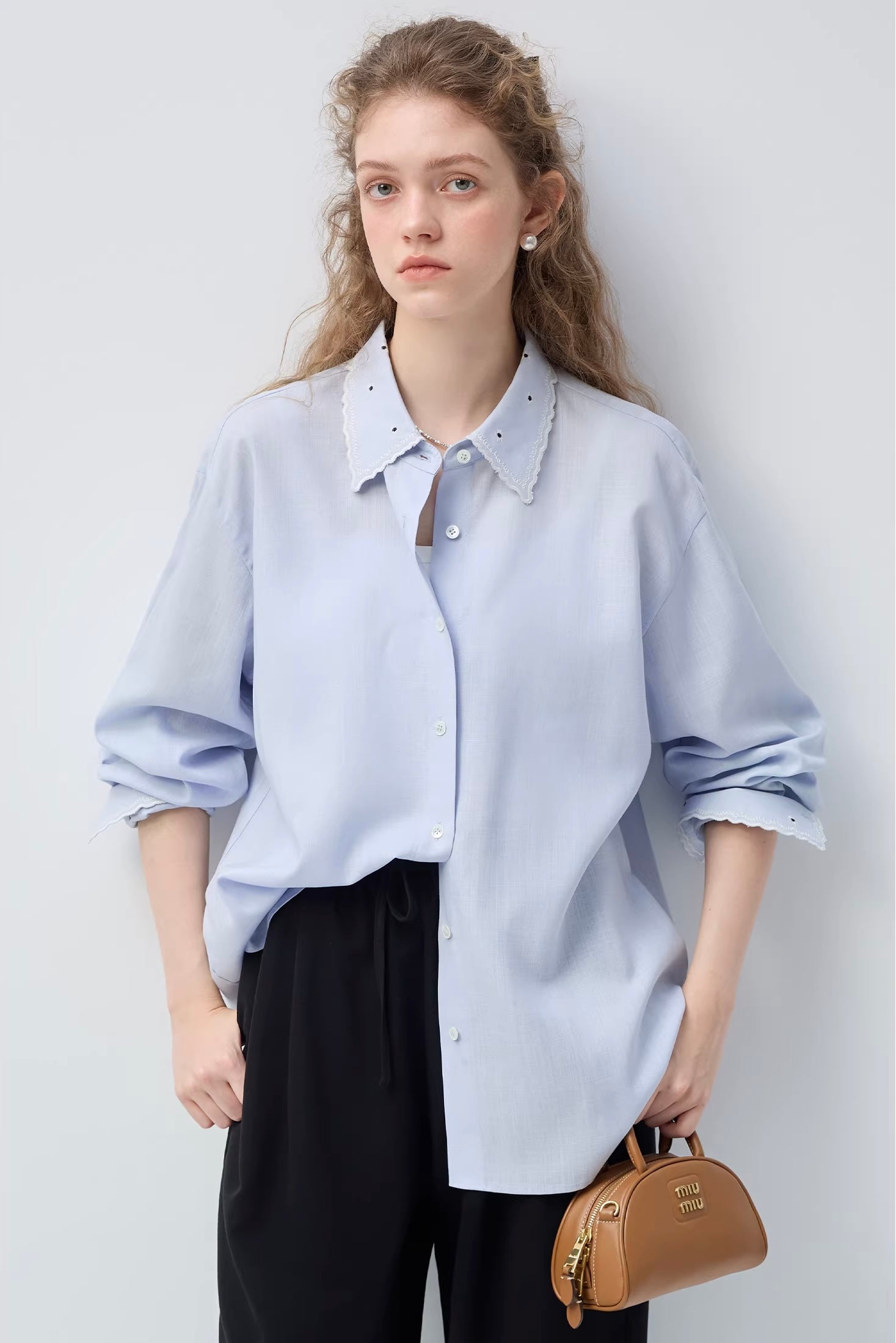 リヨセルライトブルールーズシャツC3475