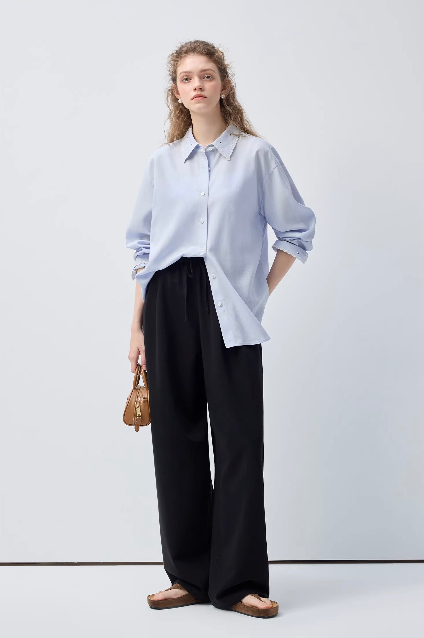 リヨセルライトブルールーズシャツC3475