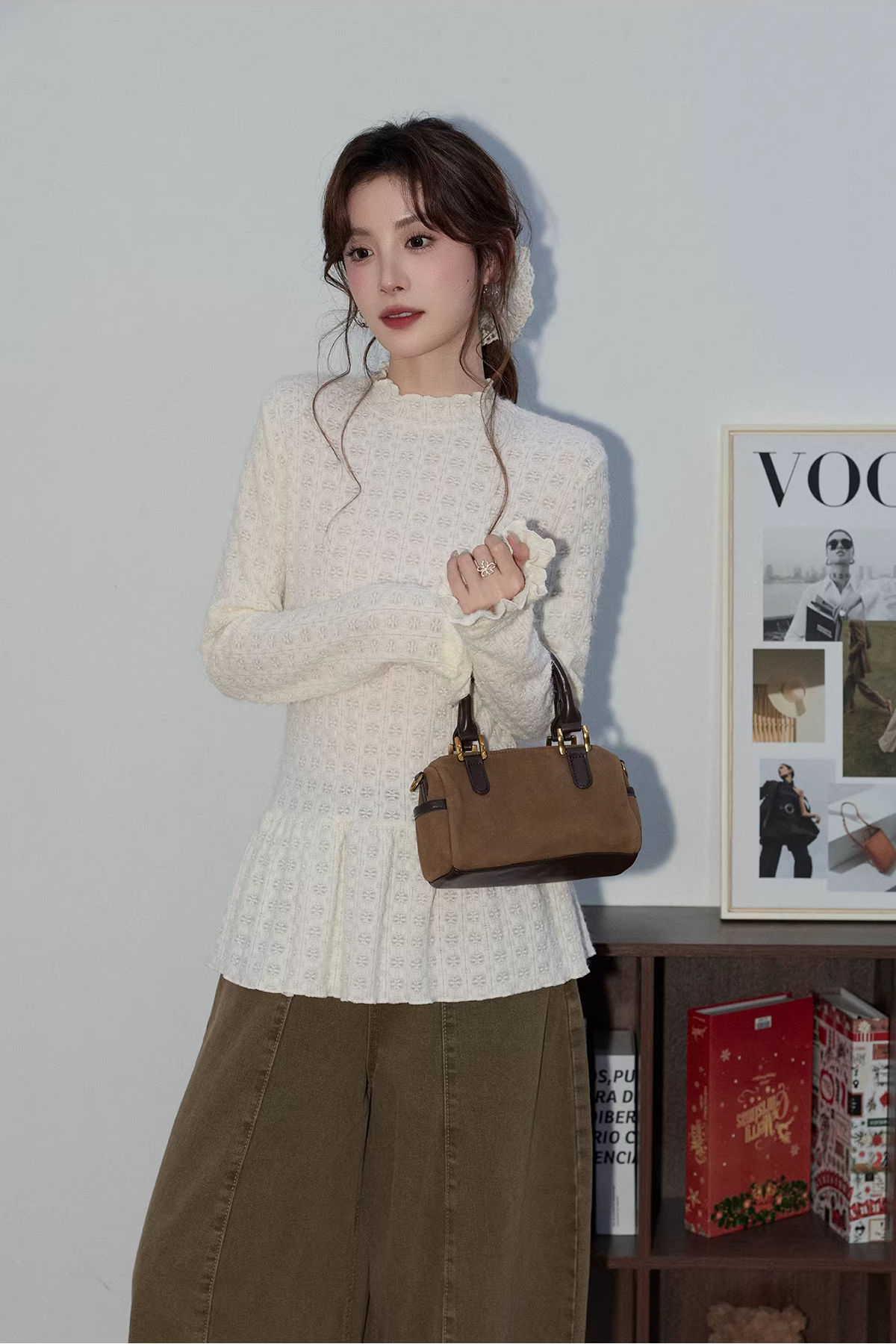 ホワイトレースパッチワークセーターC3494