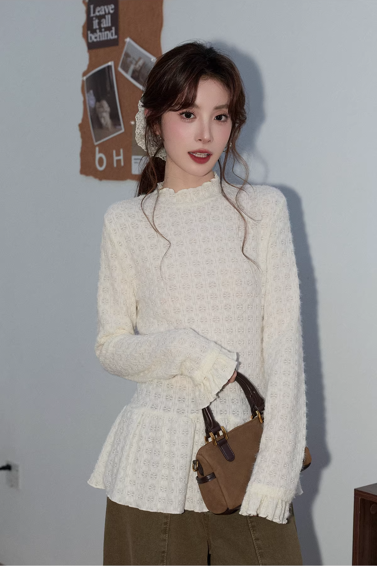 ホワイトレースパッチワークセーターC3494