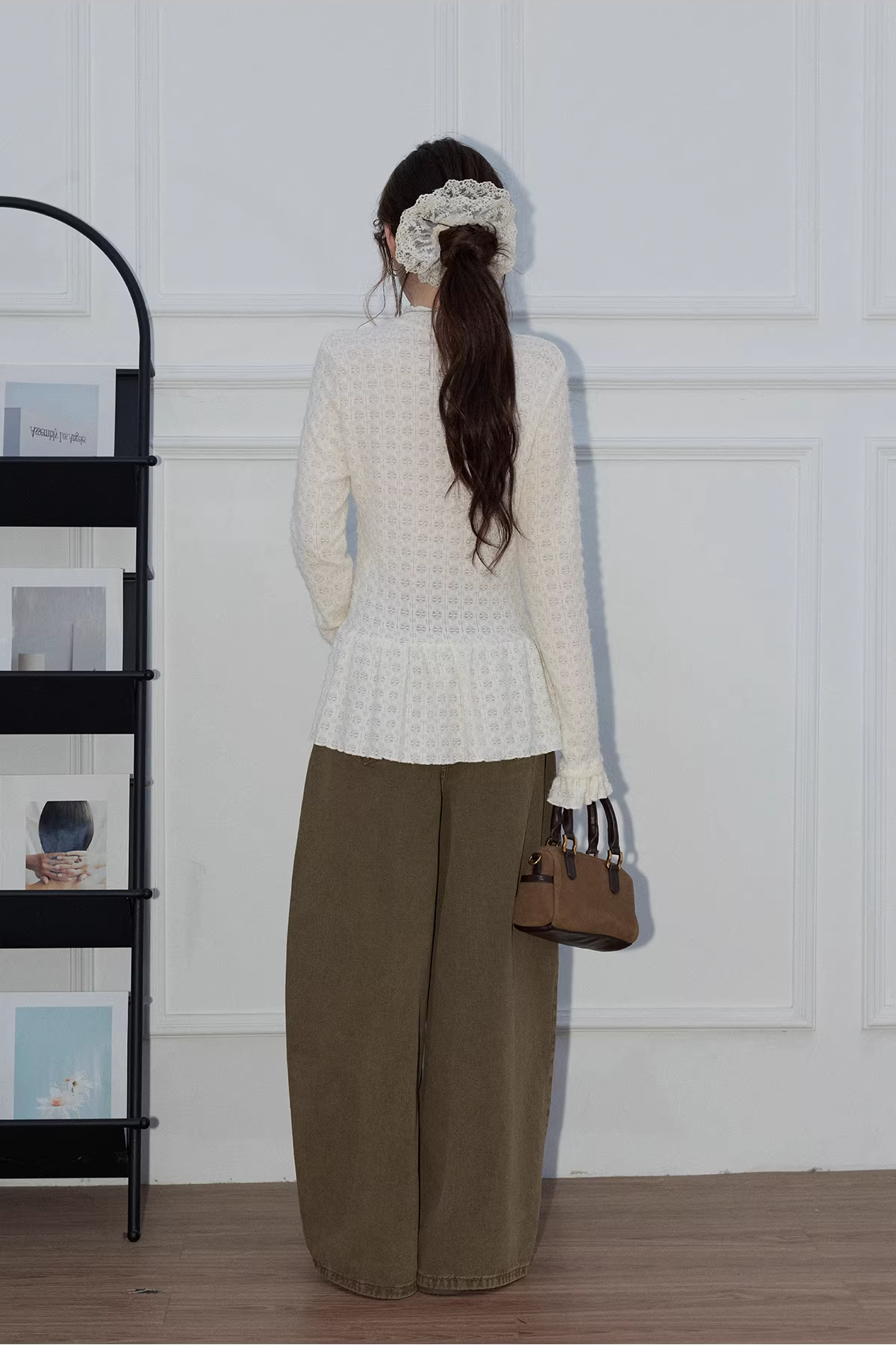 ホワイトレースパッチワークセーターC3494