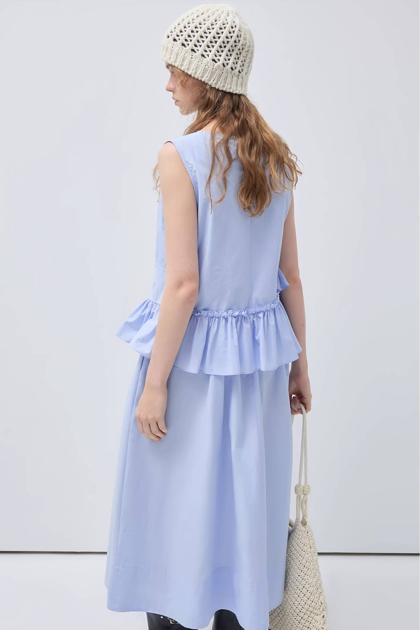 ラウンドネックノースリウエストリンクルドレスC3515