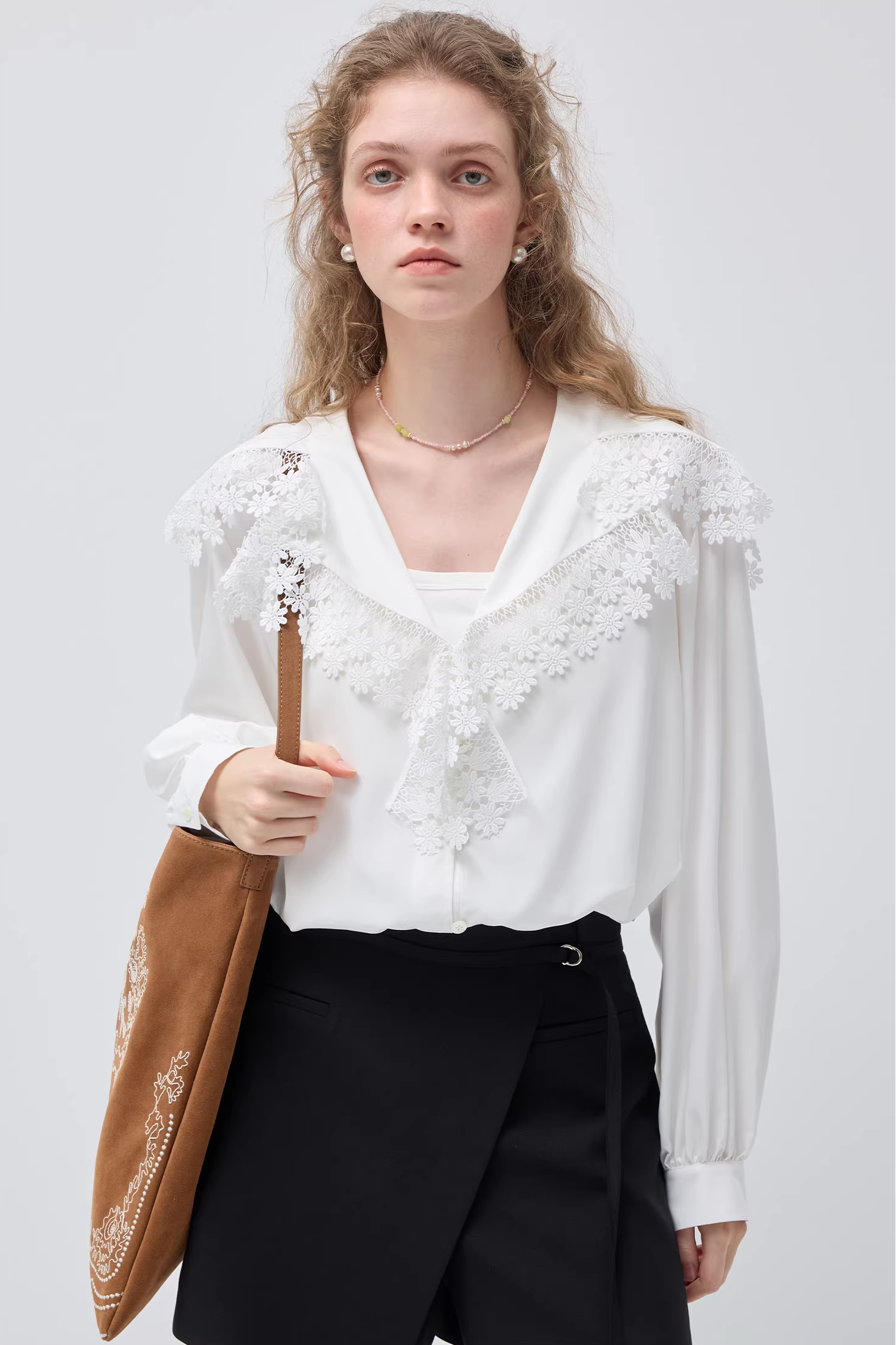 モーダルフレンチラペルロングスリーブシャツC3516