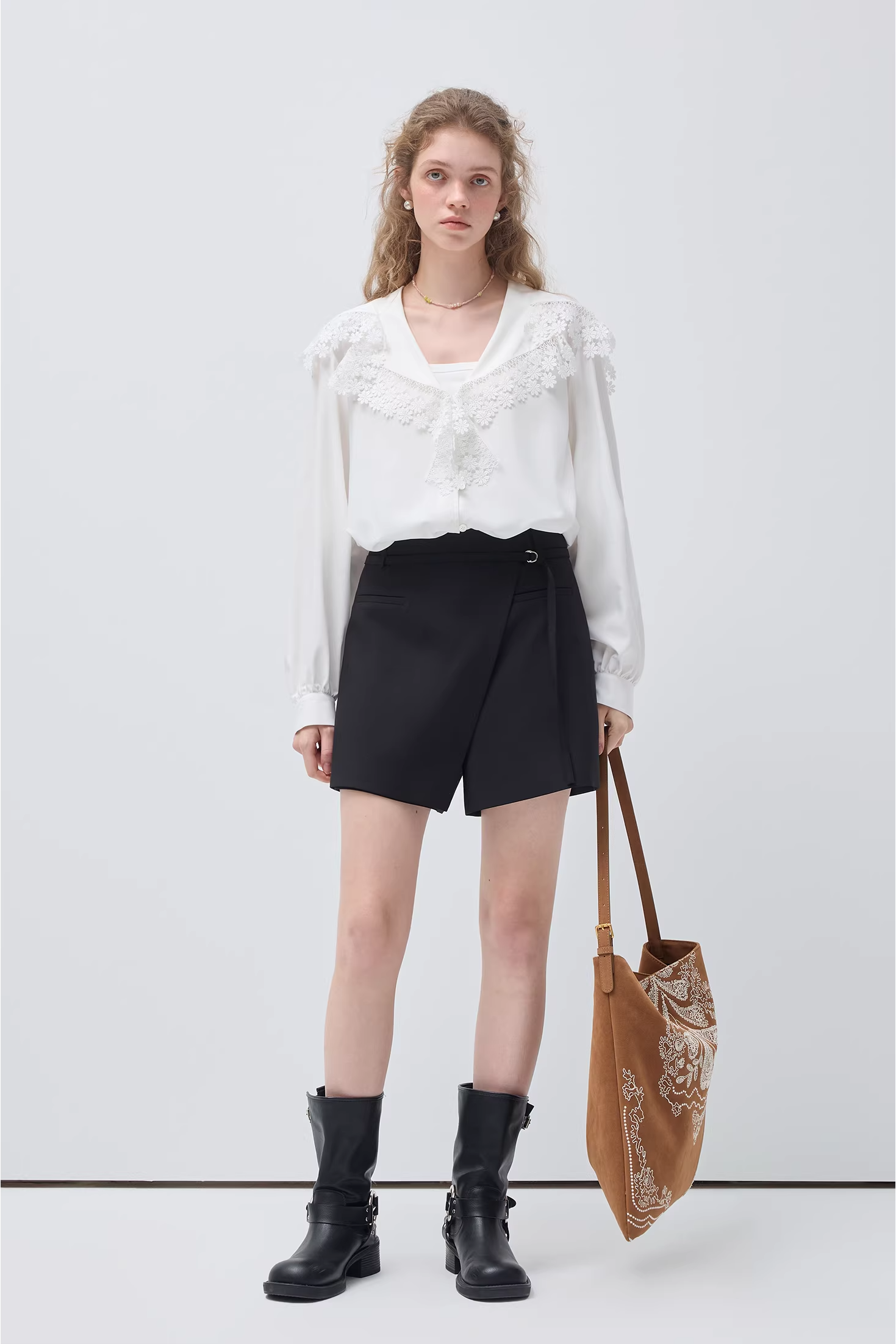 モーダルフレンチラペルロングスリーブシャツC3516