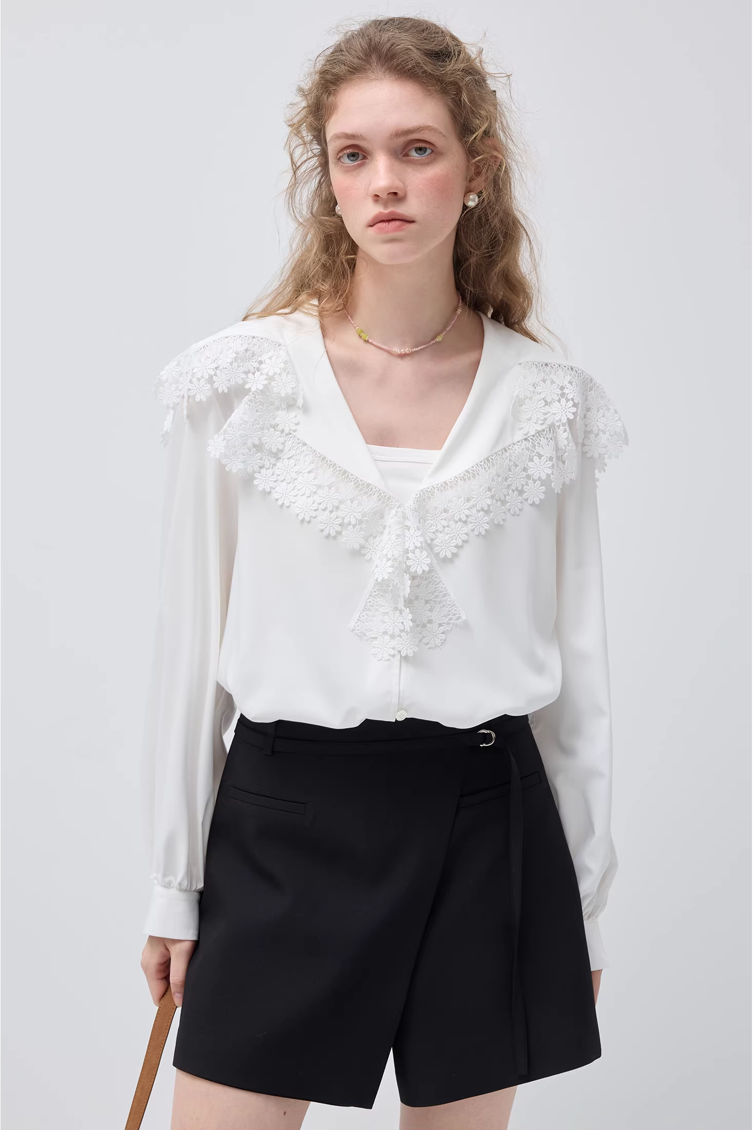 モーダルフレンチラペルロングスリーブシャツC3516