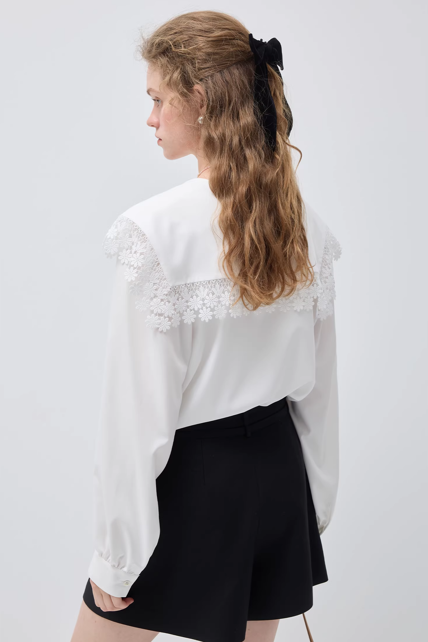 モーダルフレンチラペルロングスリーブシャツC3516