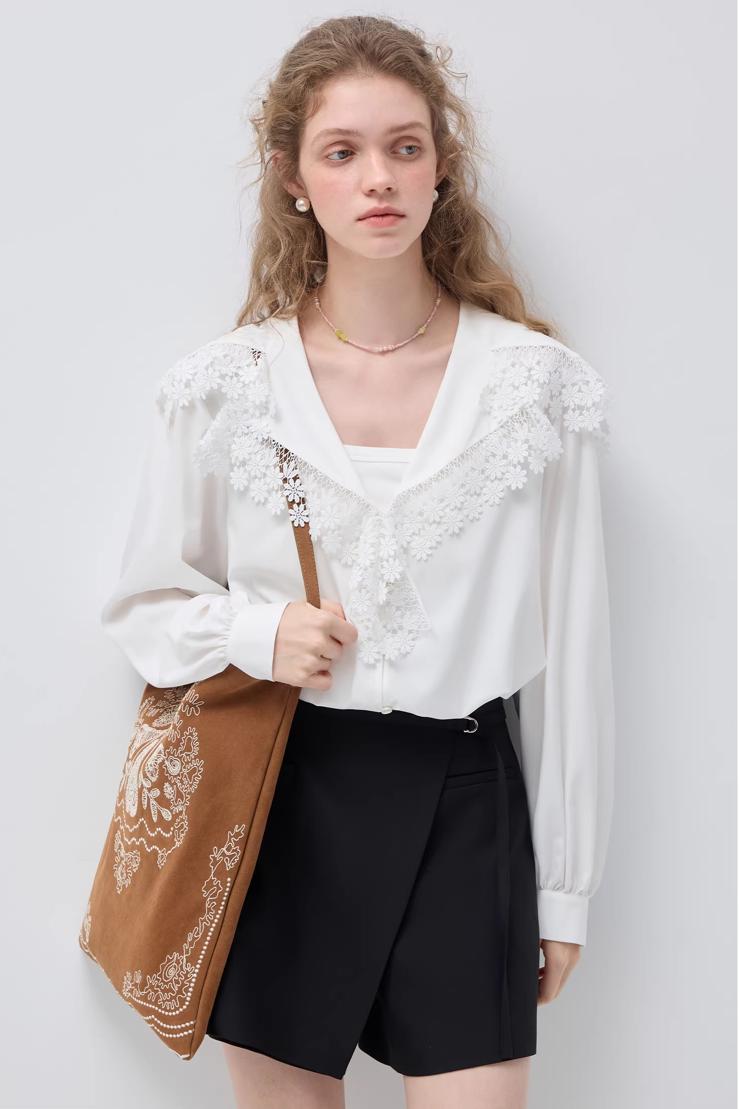 モーダルフレンチラペルロングスリーブシャツC3516