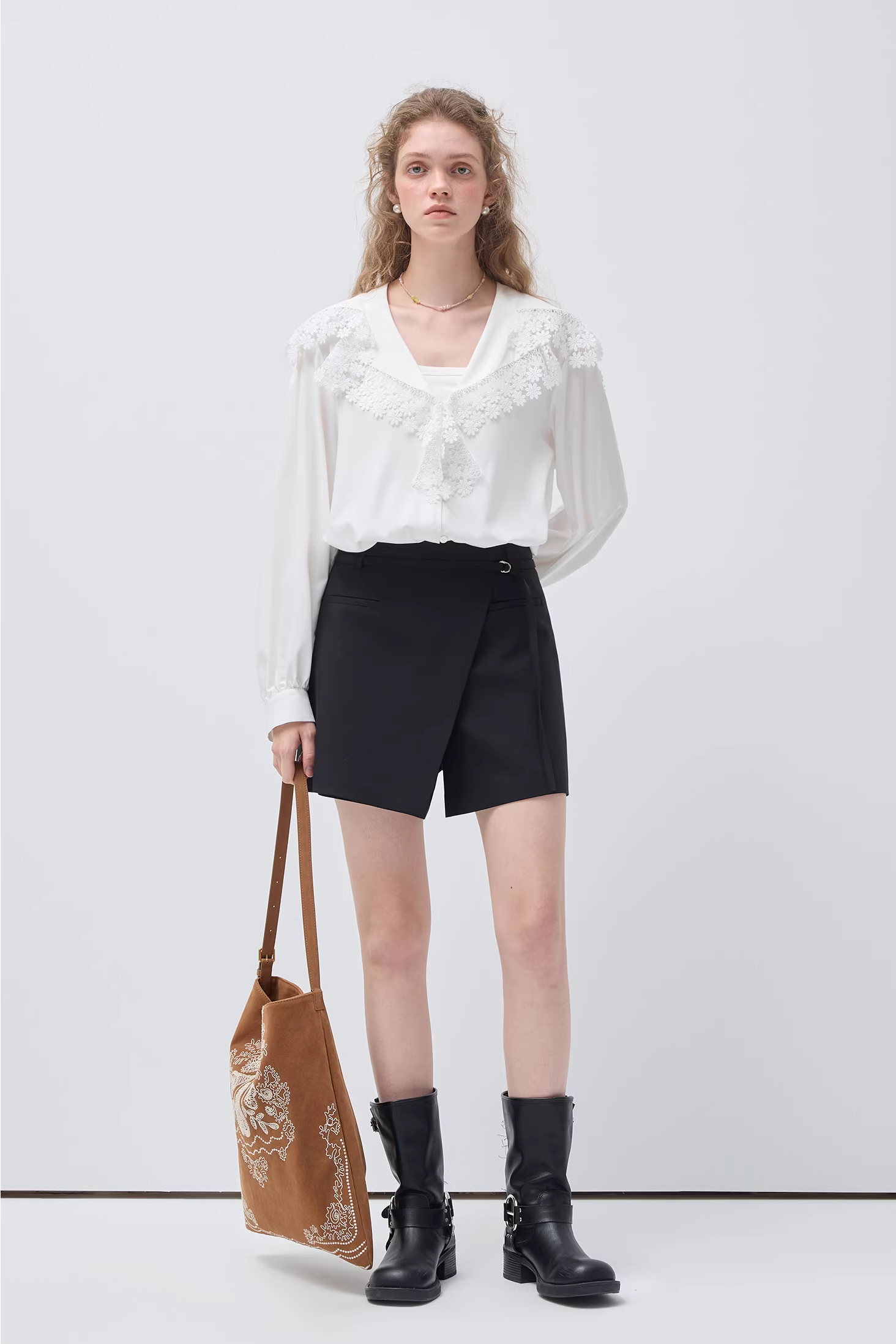 モーダルフレンチラペルロングスリーブシャツC3516