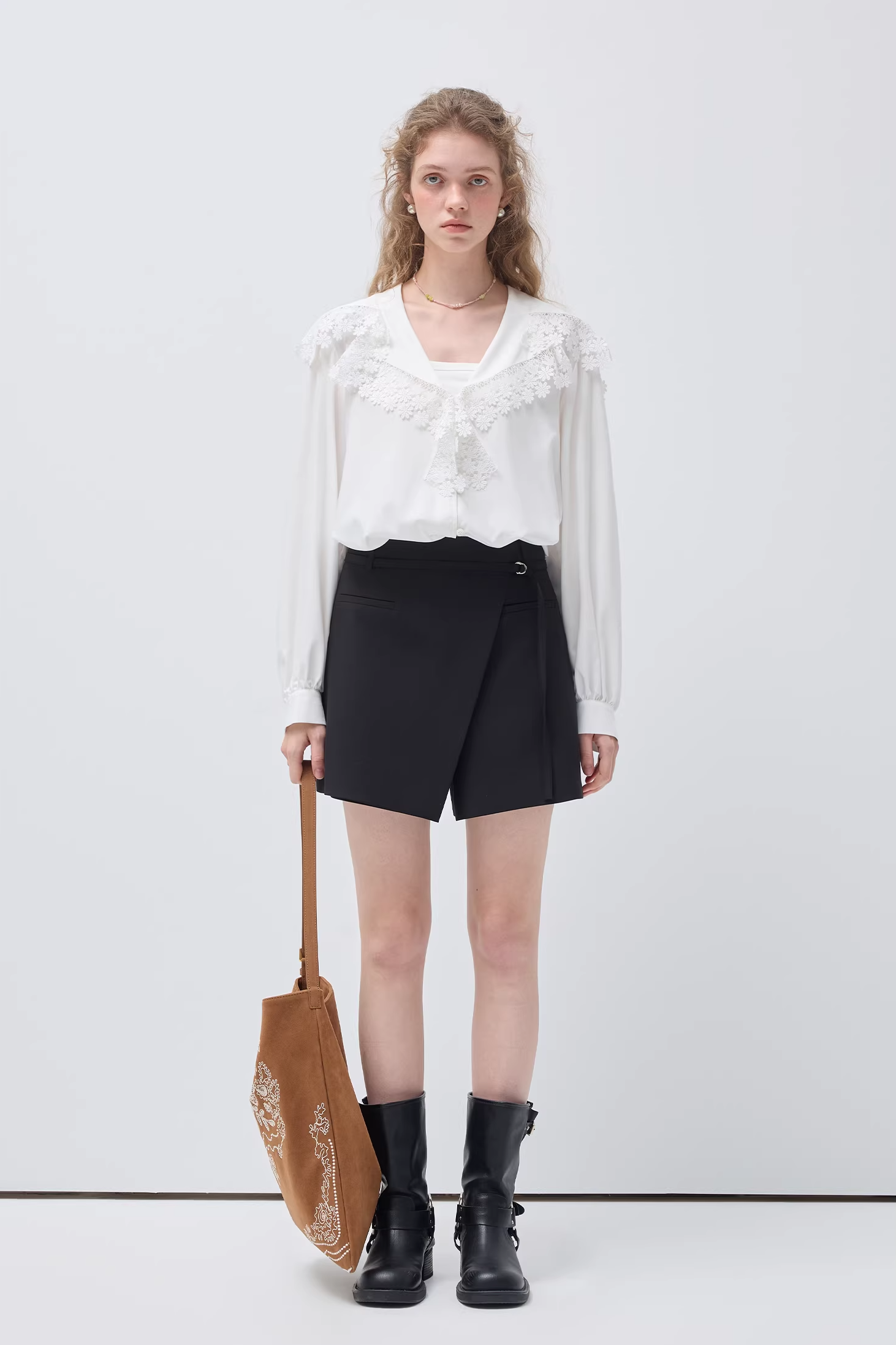 モーダルフレンチラペルロングスリーブシャツC3516