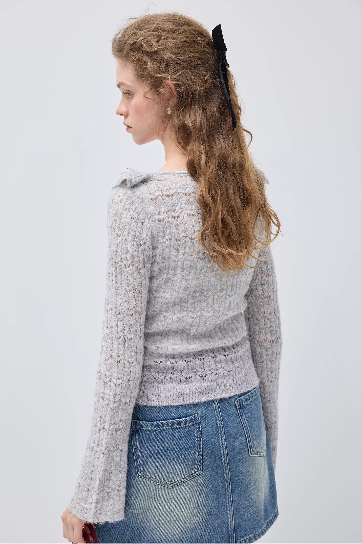 フレンチスイートハートパッチワークフリルセーターC3518