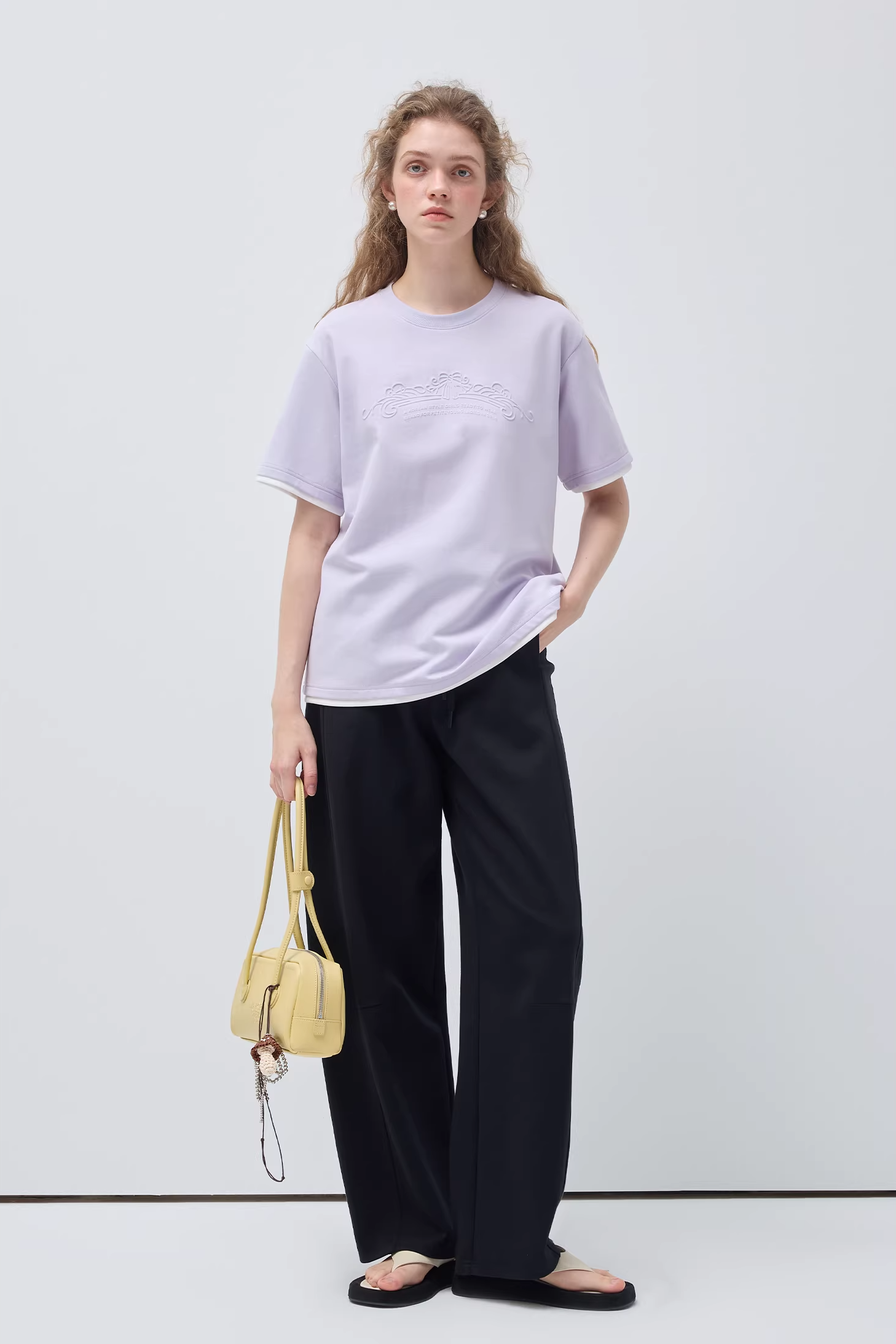 コントラストカラーフェイクツーピースTシャツC3525