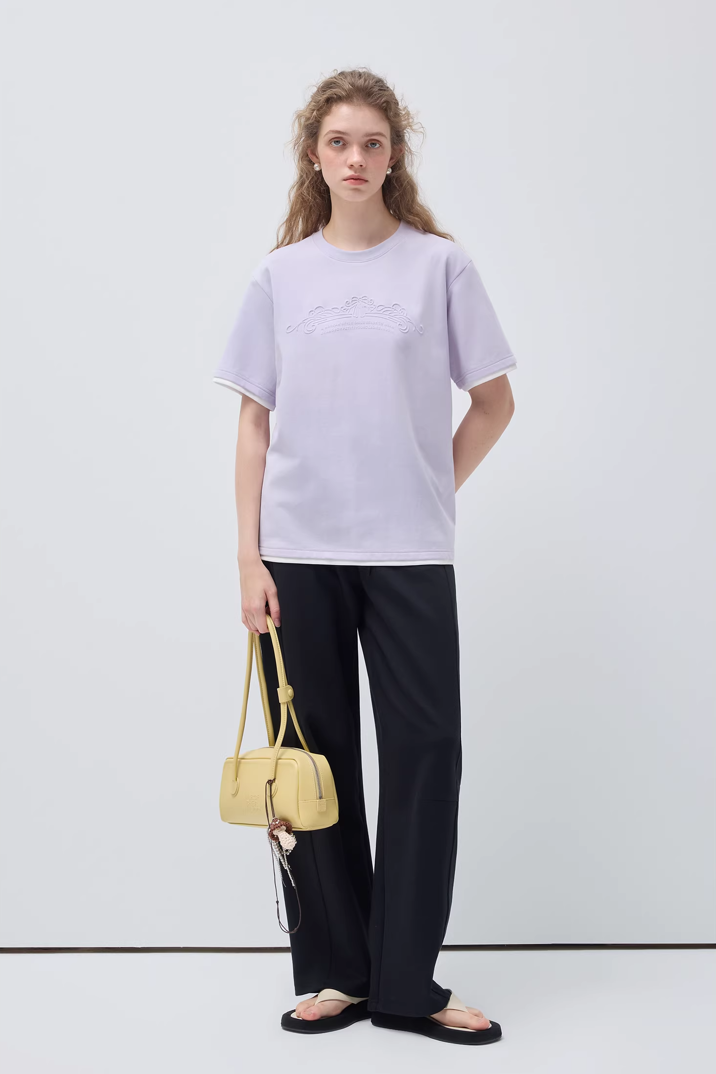 コントラストカラーフェイクツーピースTシャツC3525