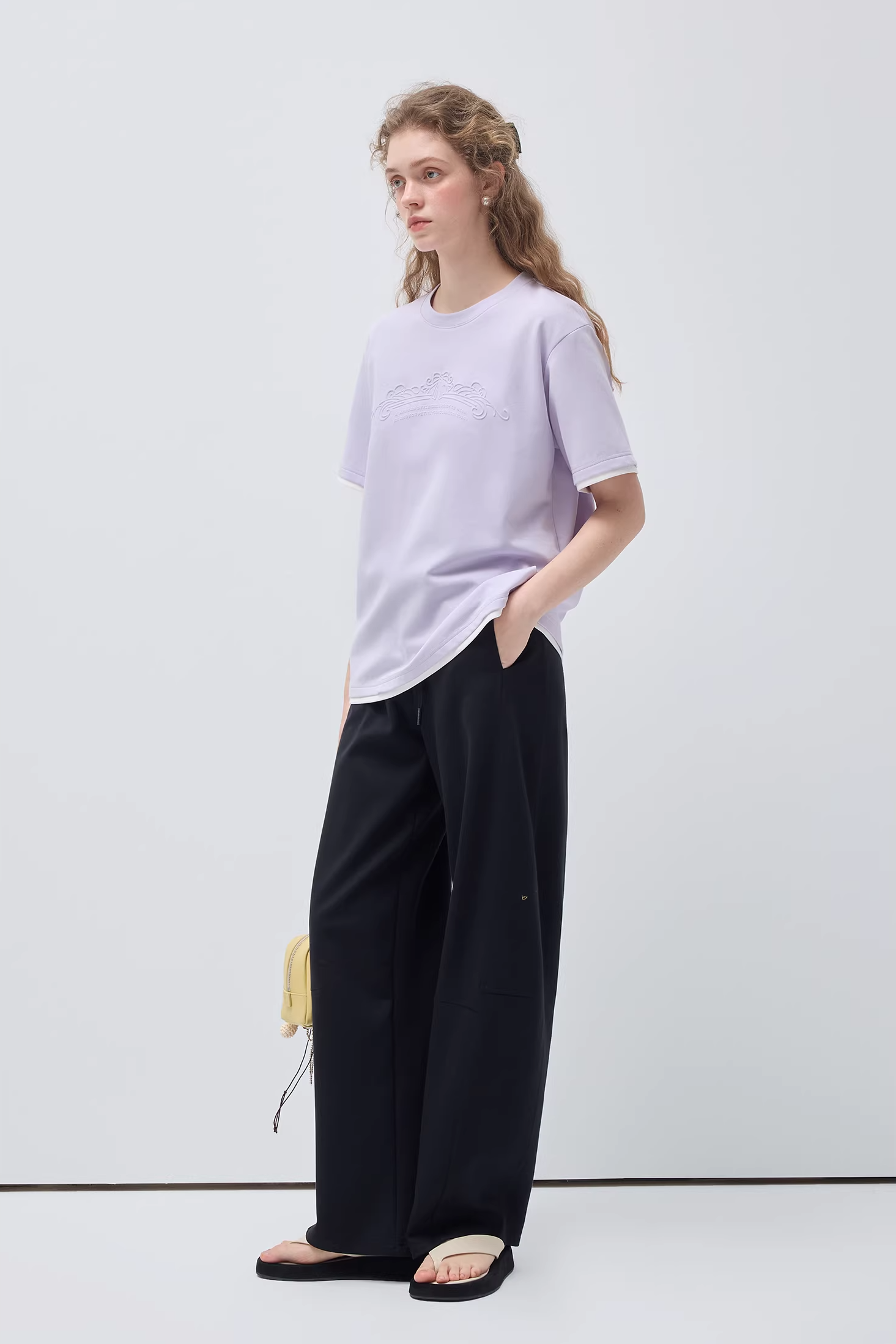 コントラストカラーフェイクツーピースTシャツC3525