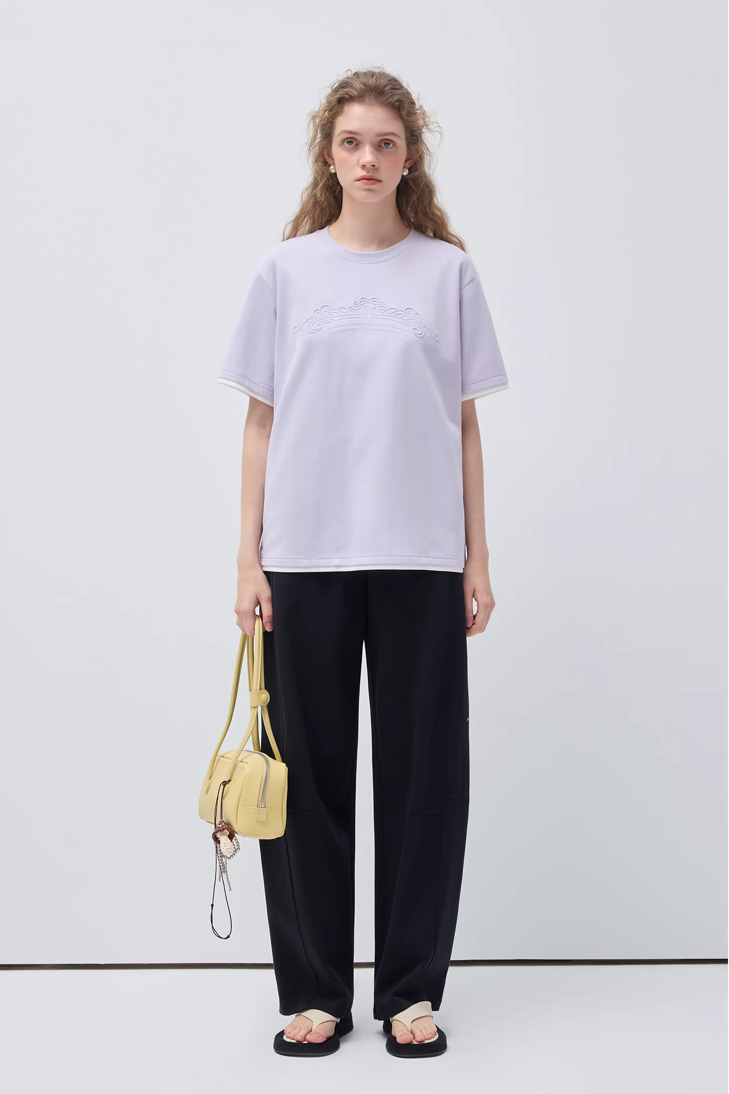 コントラストカラーフェイクツーピースTシャツC3525