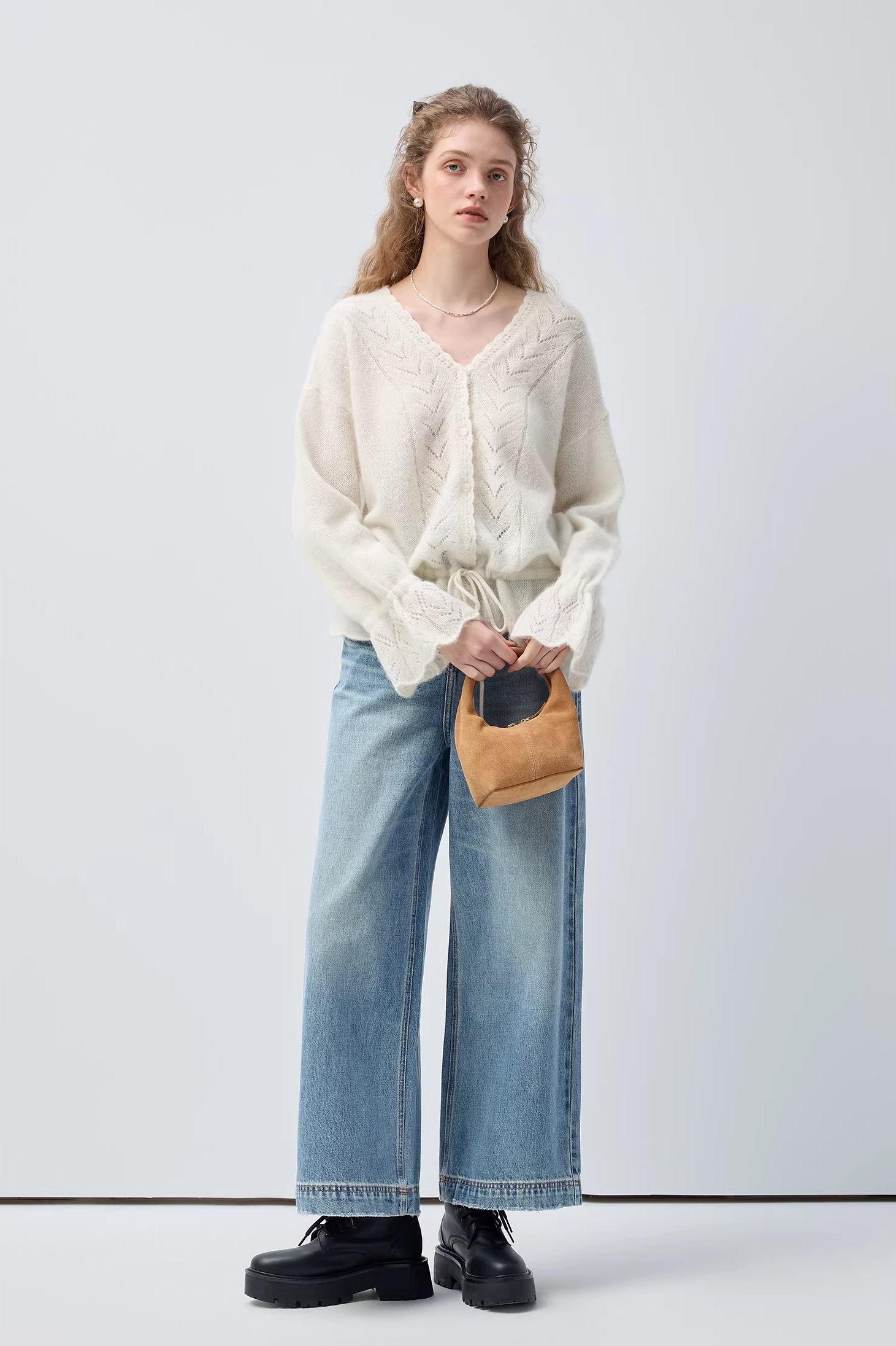 ドローストリングVネックカーディガンC3527