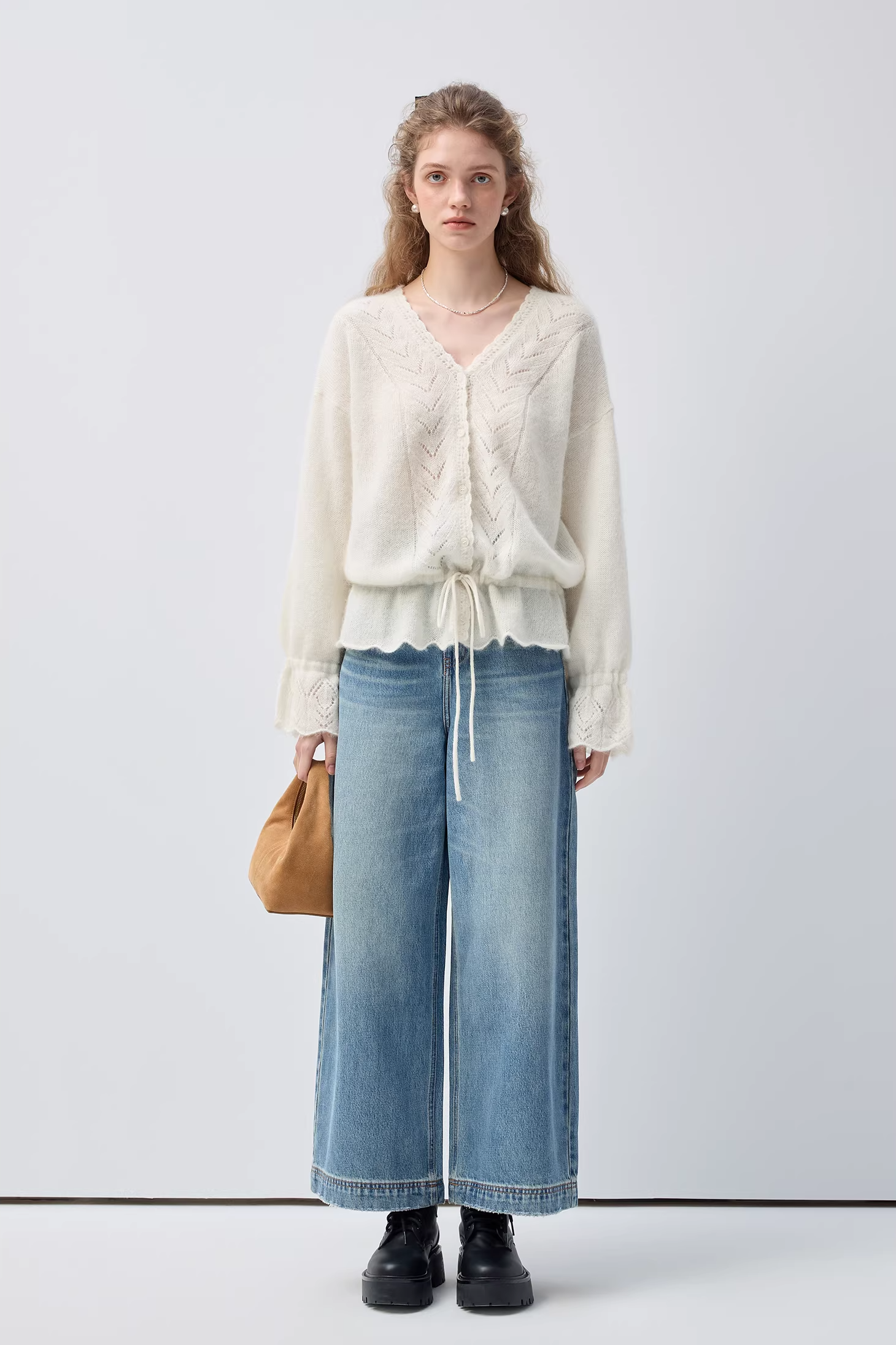 ドローストリングVネックカーディガンC3527