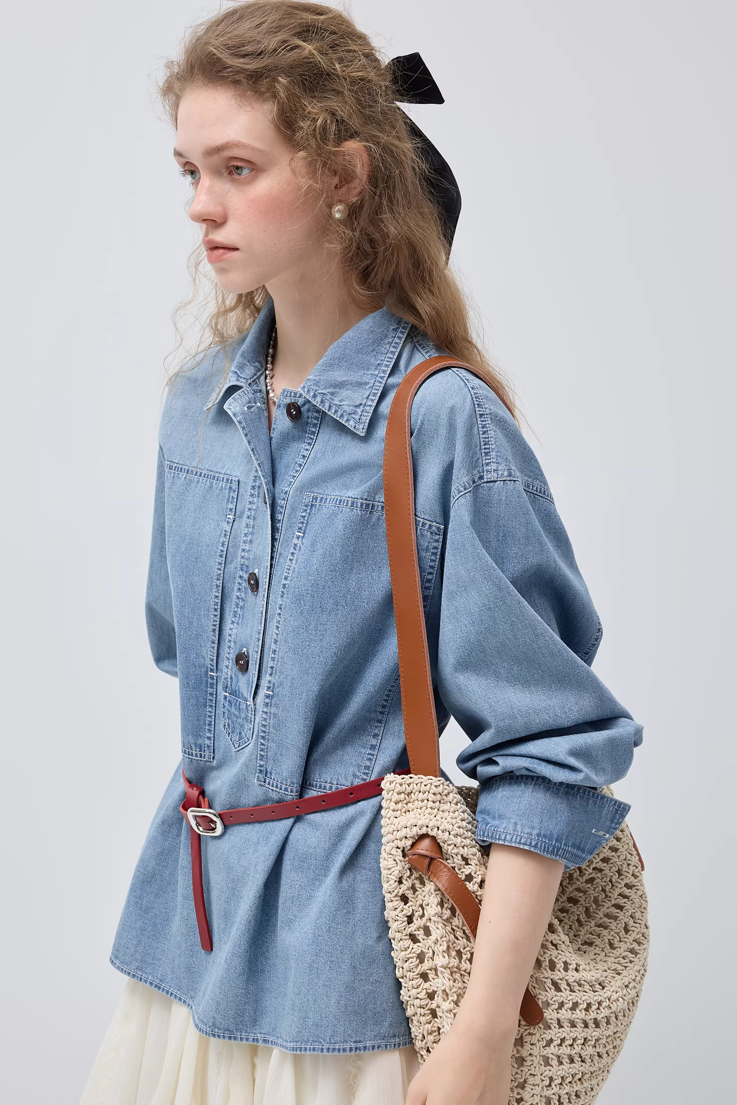 リヨセルウォッシュデニムシャツ×スカートC3530