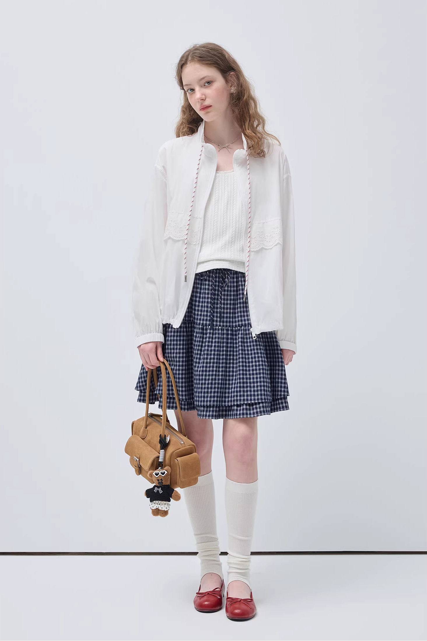 コントラストカラードローストリングレースルーズジャケットC3535