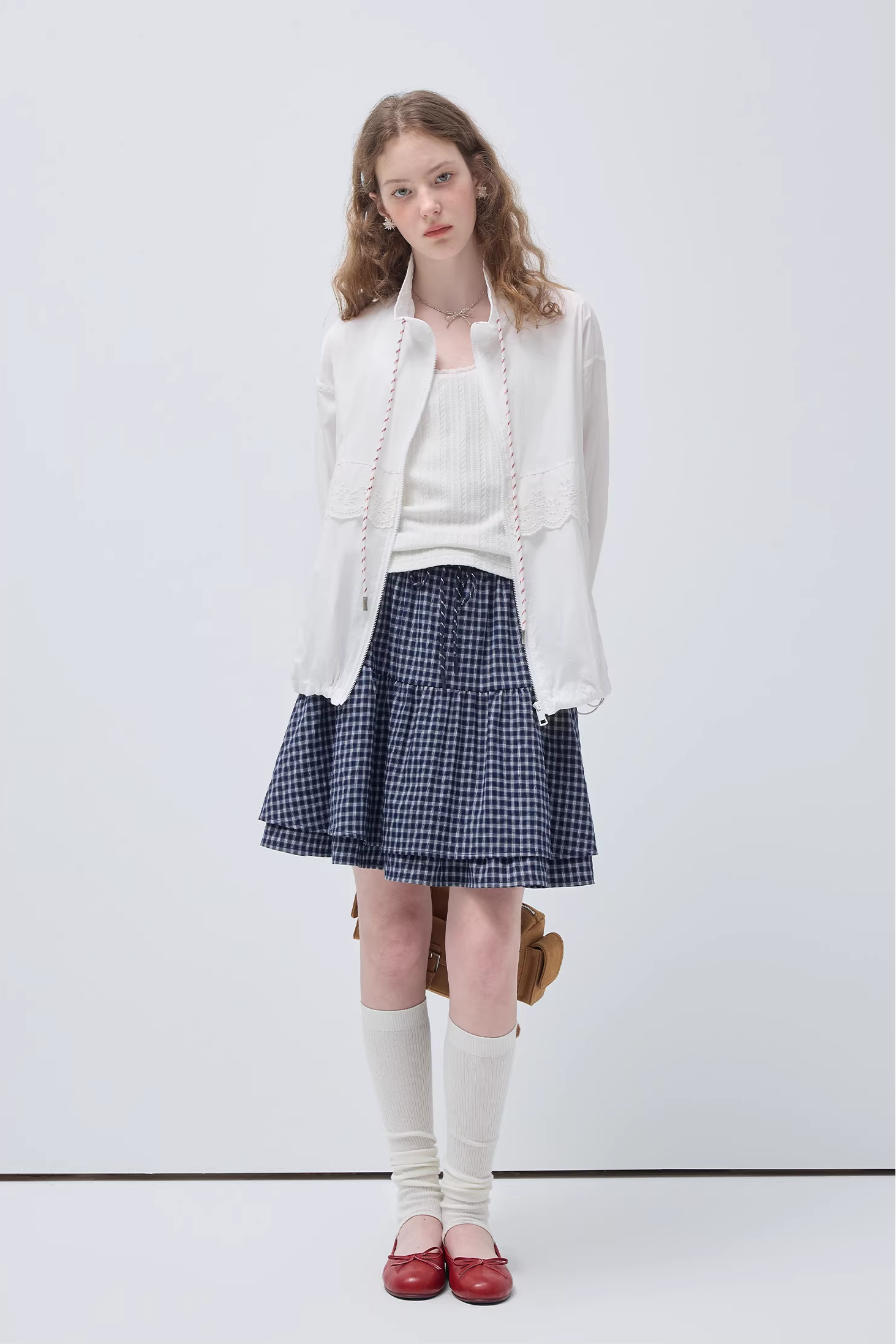 コントラストカラードローストリングレースルーズジャケットC3535