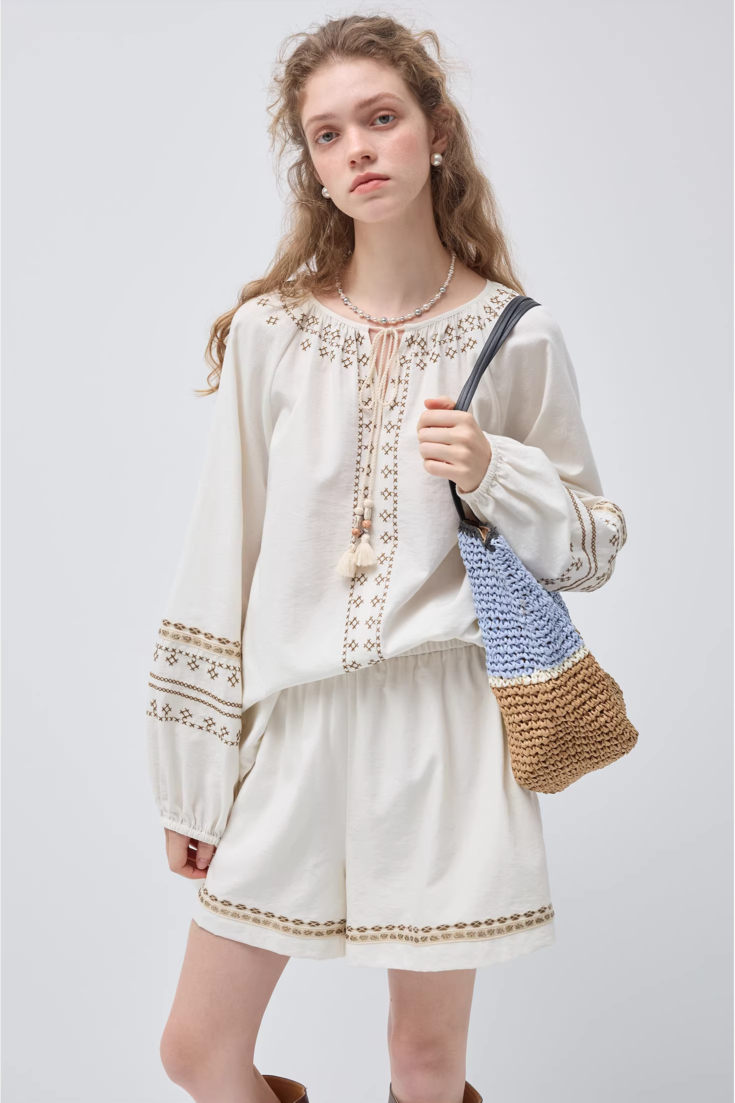 ヴィンテージ刺繍ウエストデザインセットC3540