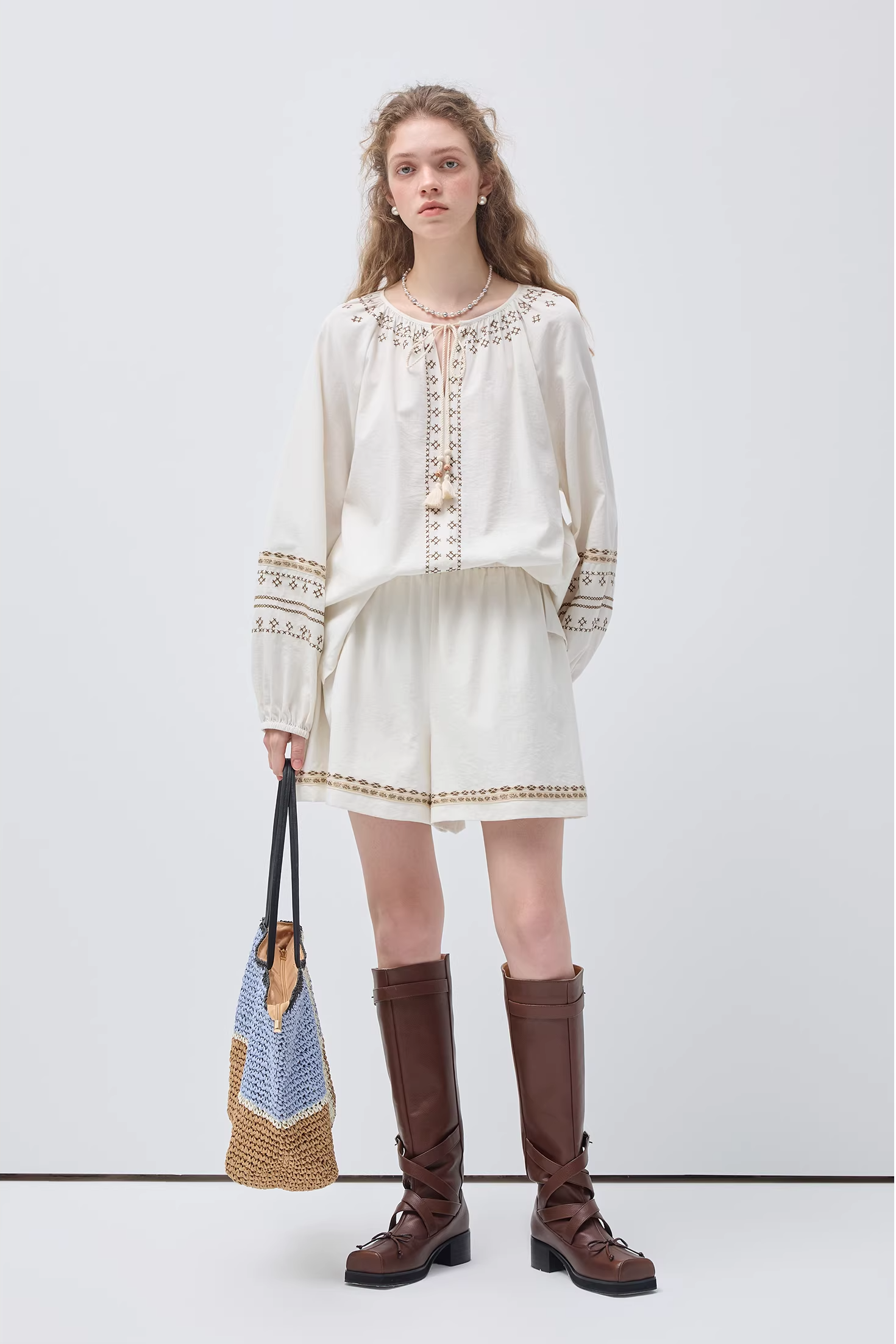 ヴィンテージ刺繍ウエストデザインセットC3540