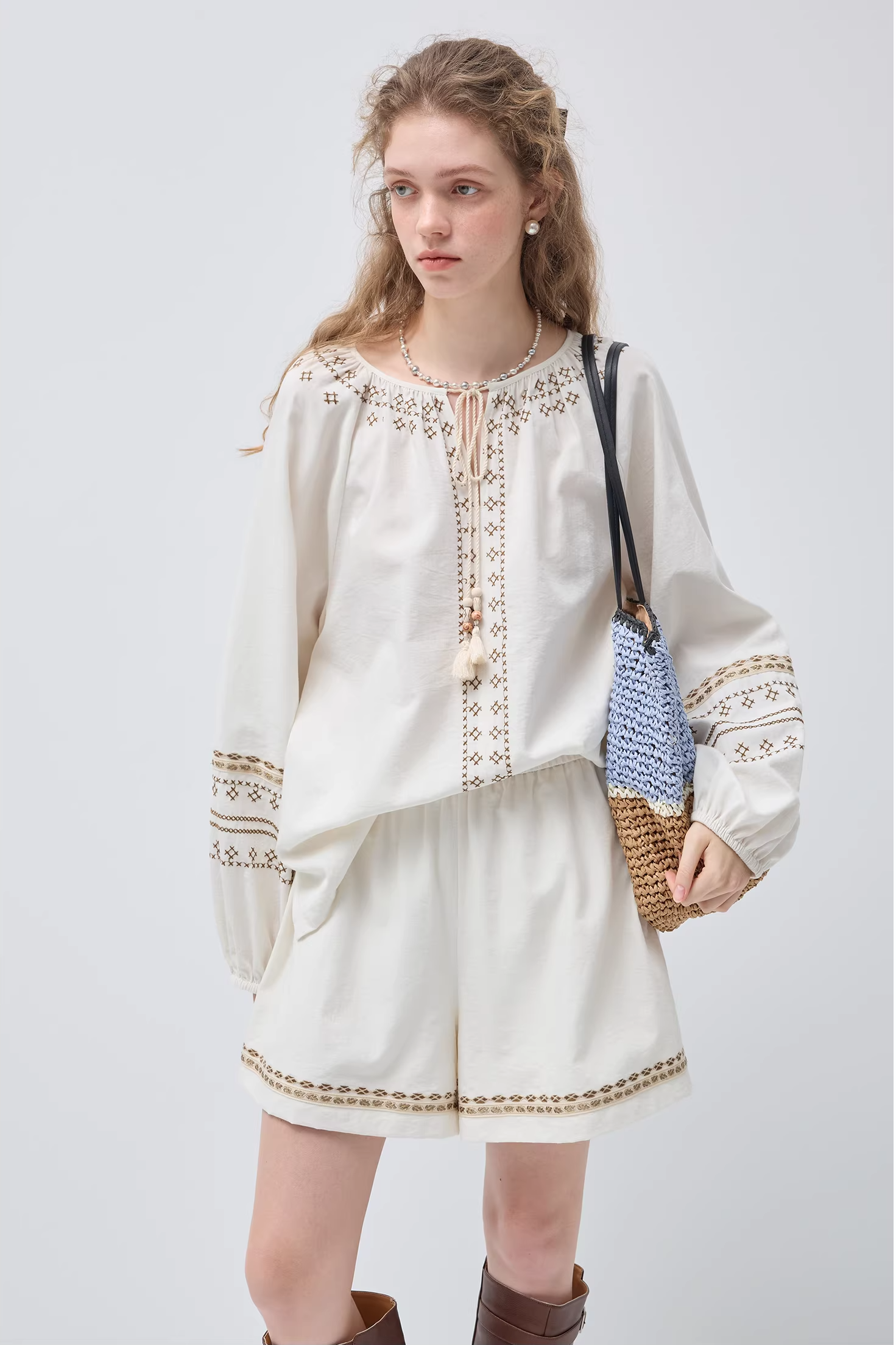 ヴィンテージ刺繍ウエストデザインセットC3540