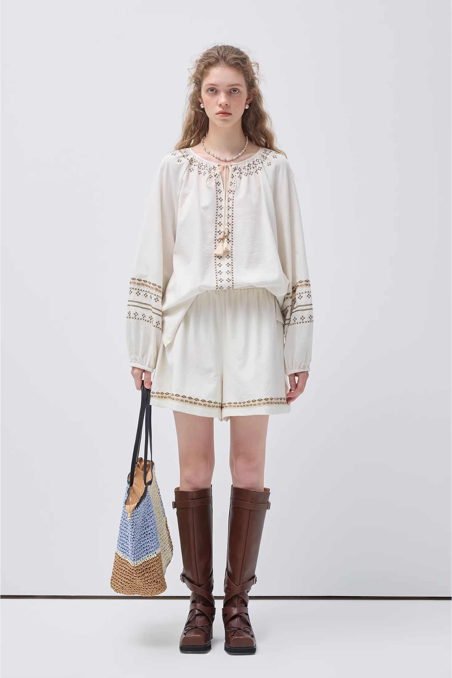 ヴィンテージ刺繍ウエストデザインセットC3540