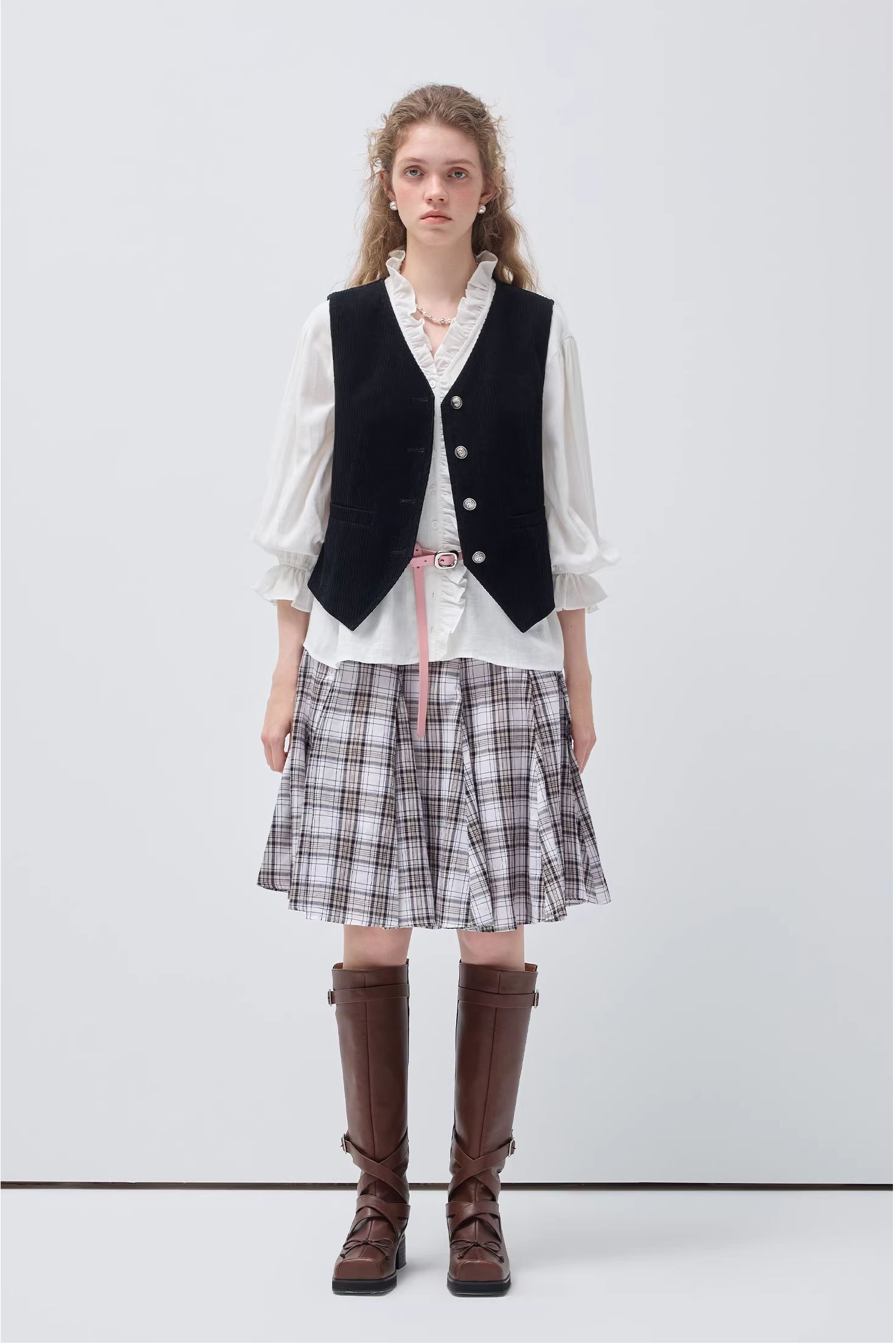 VネックスリムノースリーブベストC3546