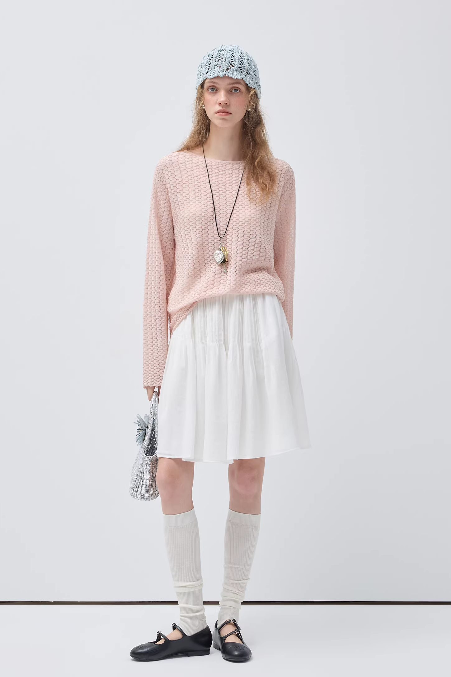 ピュアホワイトミニマルデザインスカートC3563