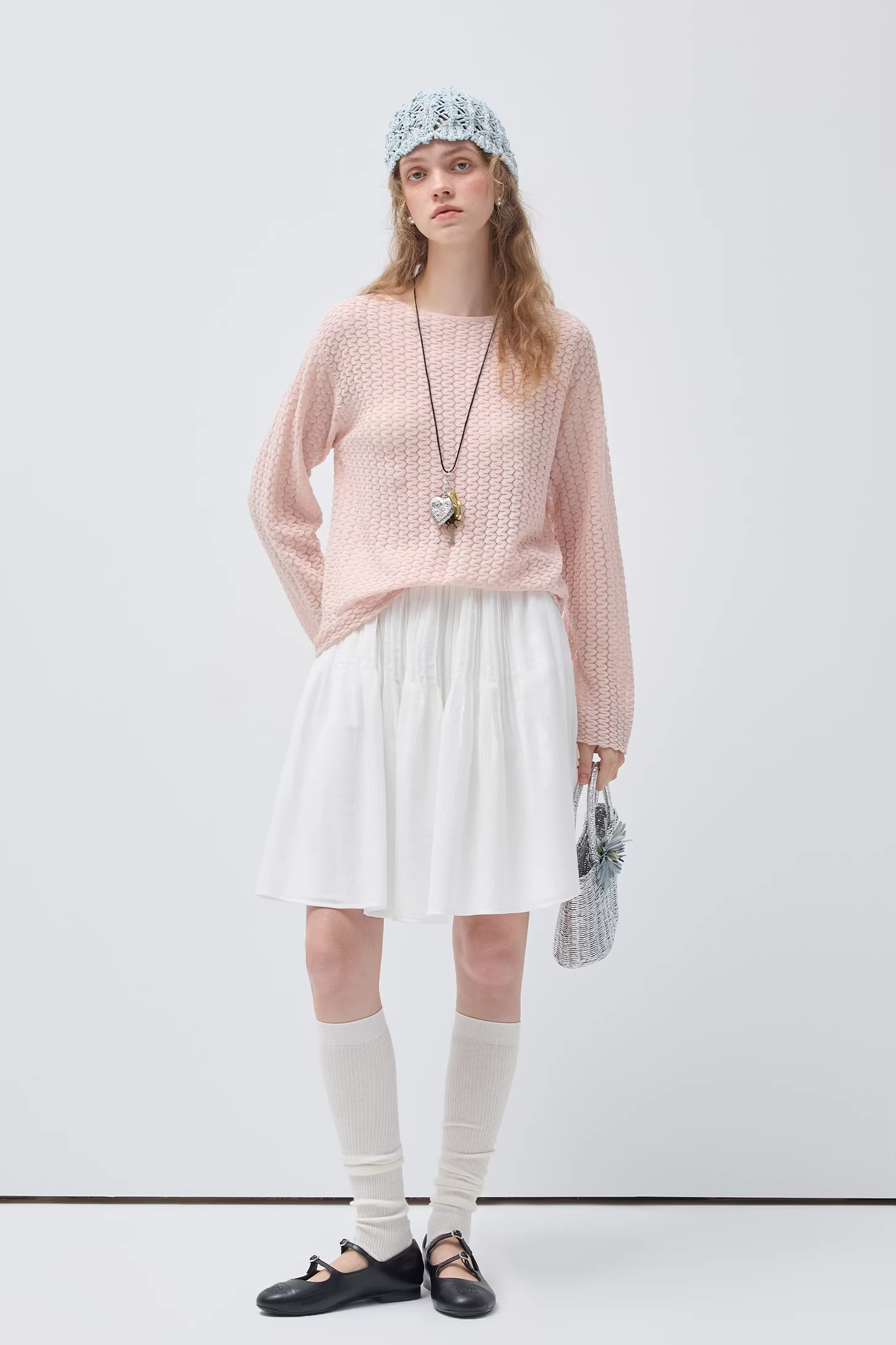 ピュアホワイトミニマルデザインスカートC3563