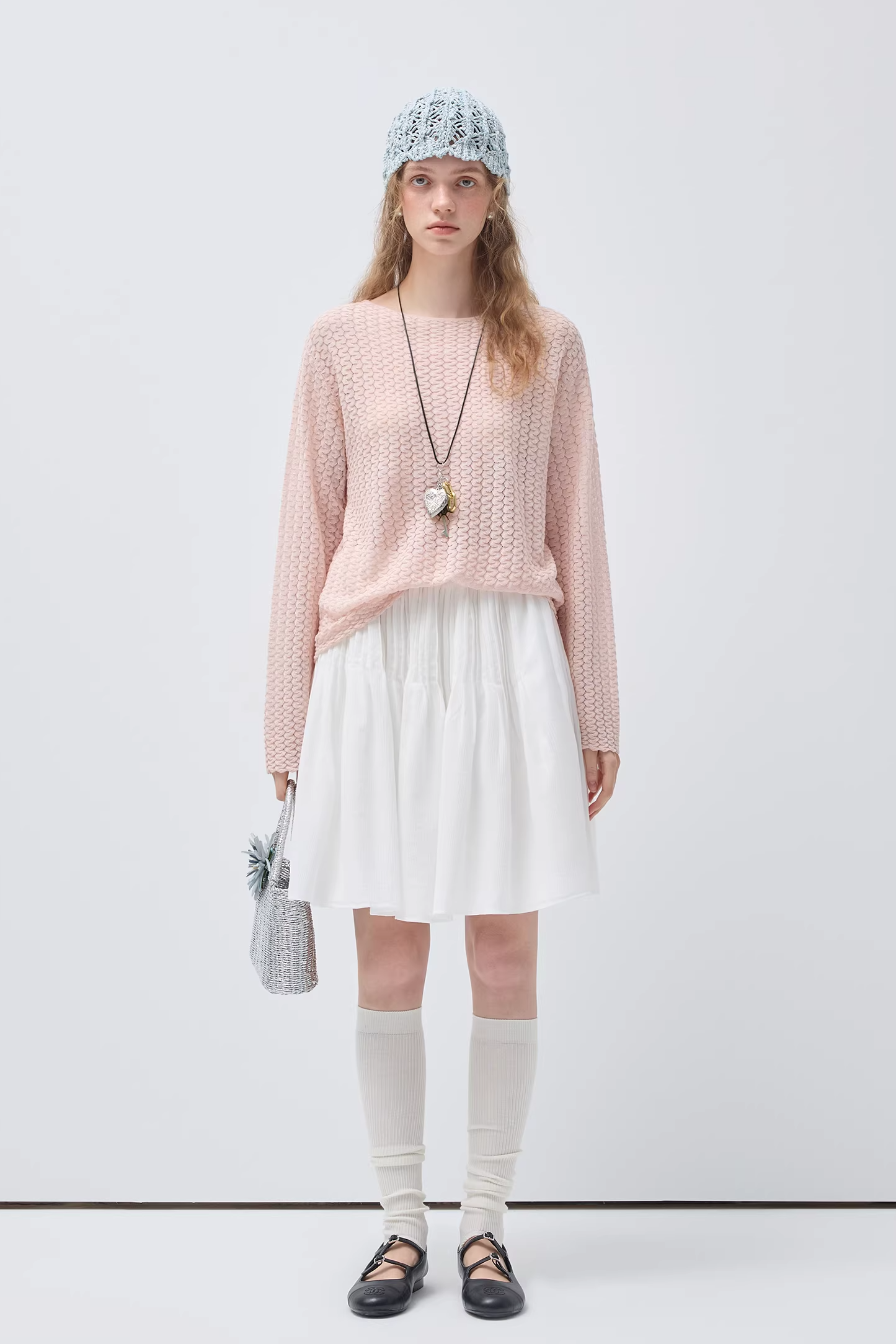 ピュアホワイトミニマルデザインスカートC3563