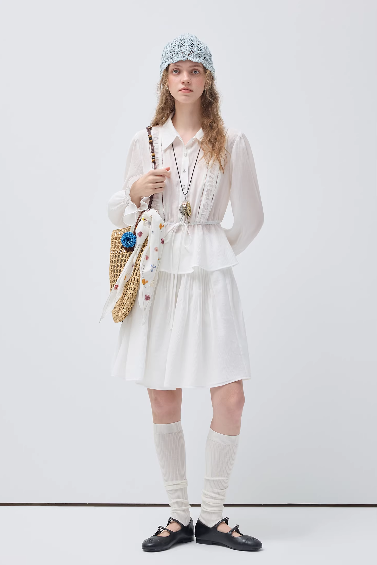 ピュアホワイトミニマルデザインスカートC3563