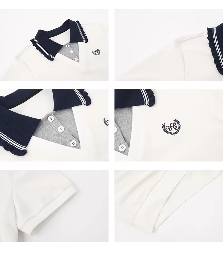 フェイクツーピースコントラストポロシャツC3564