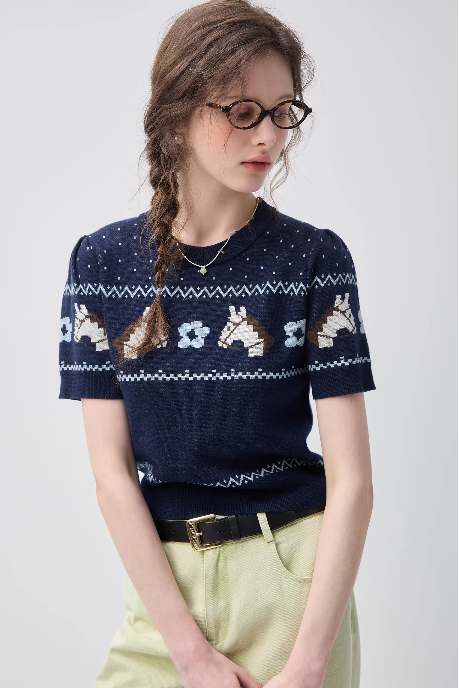 ポニーニットジャカードプルオーバーC3566