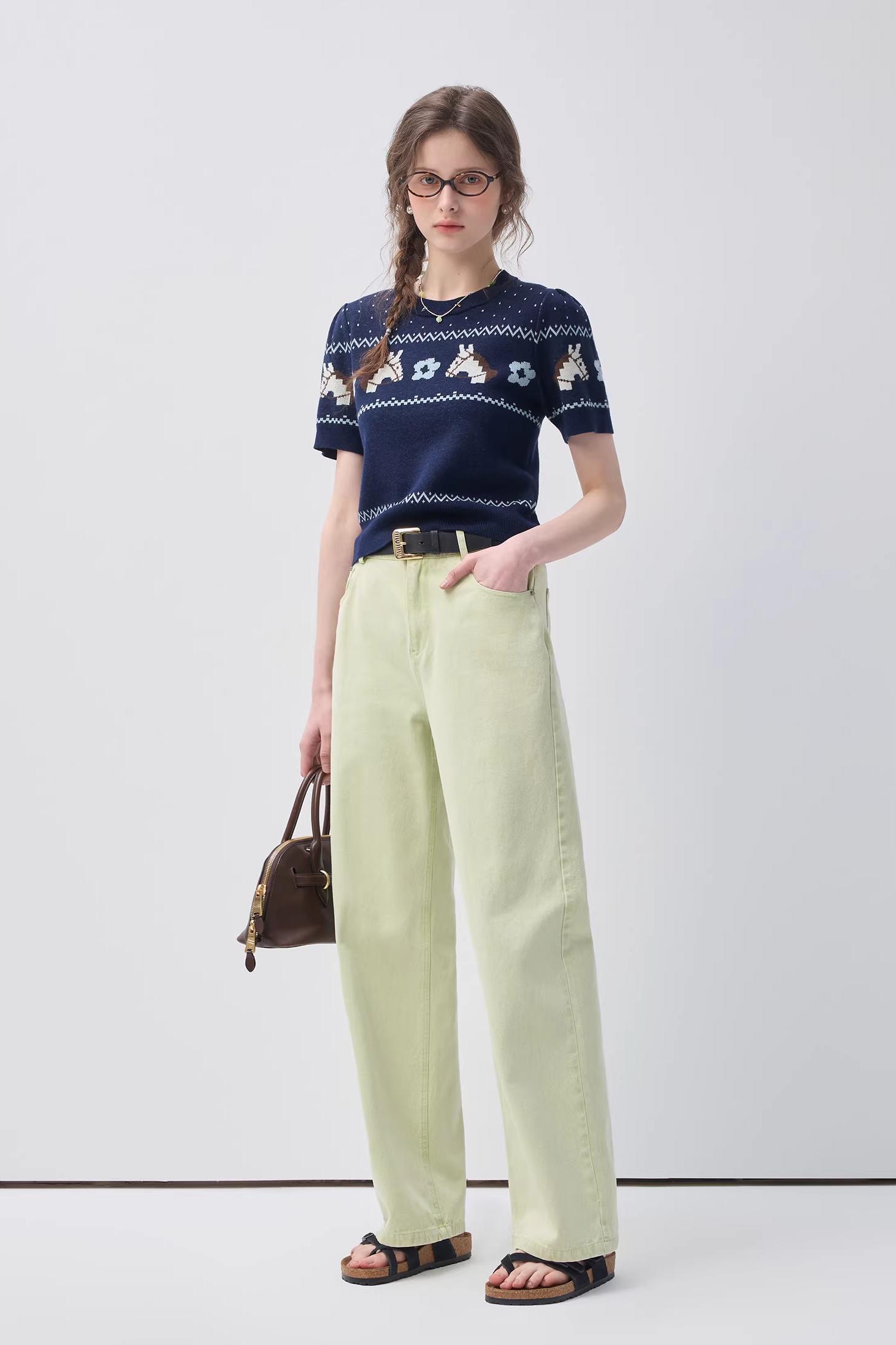 ポニーニットジャカードプルオーバーC3566