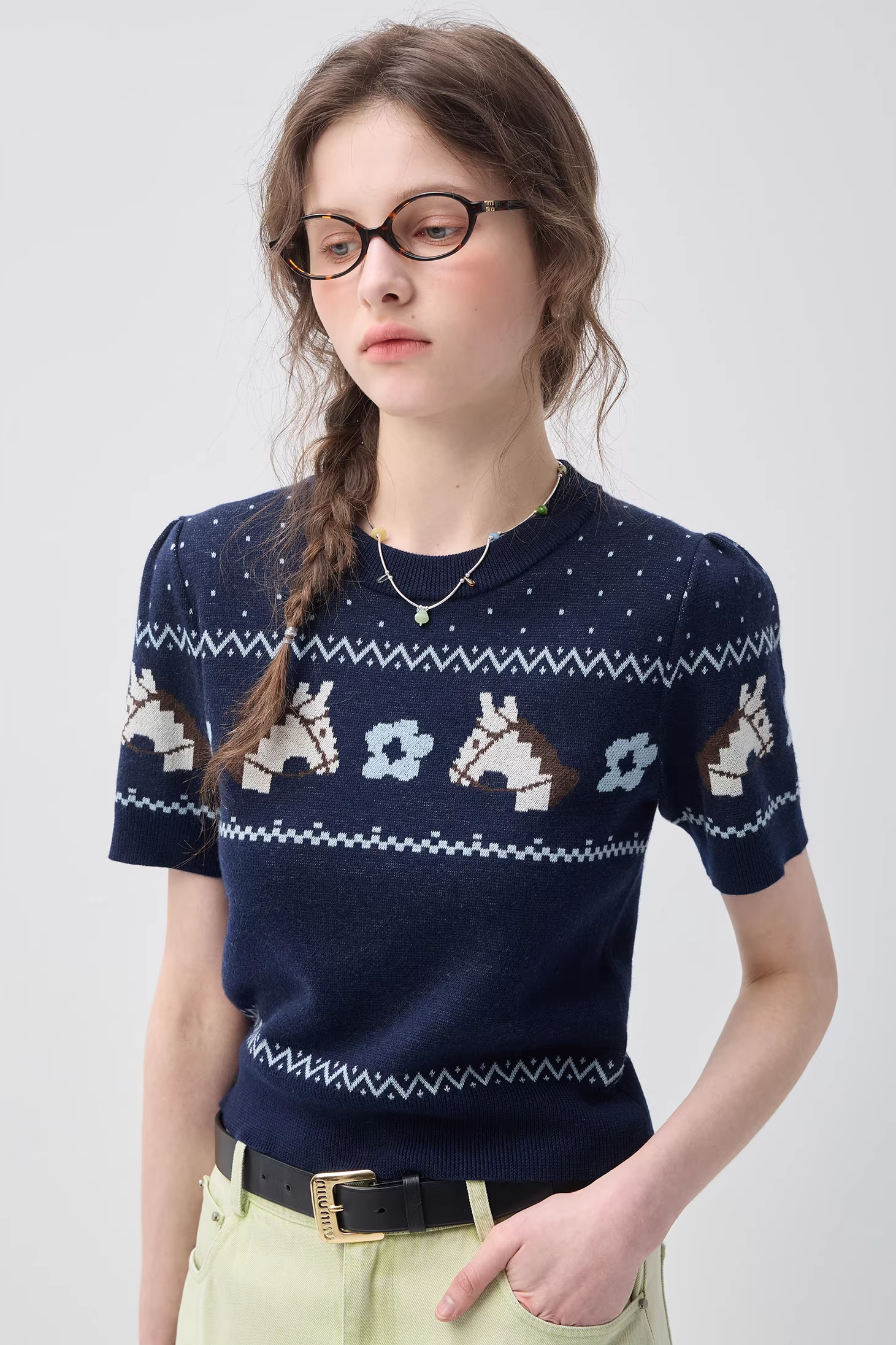 ポニーニットジャカードプルオーバーC3566