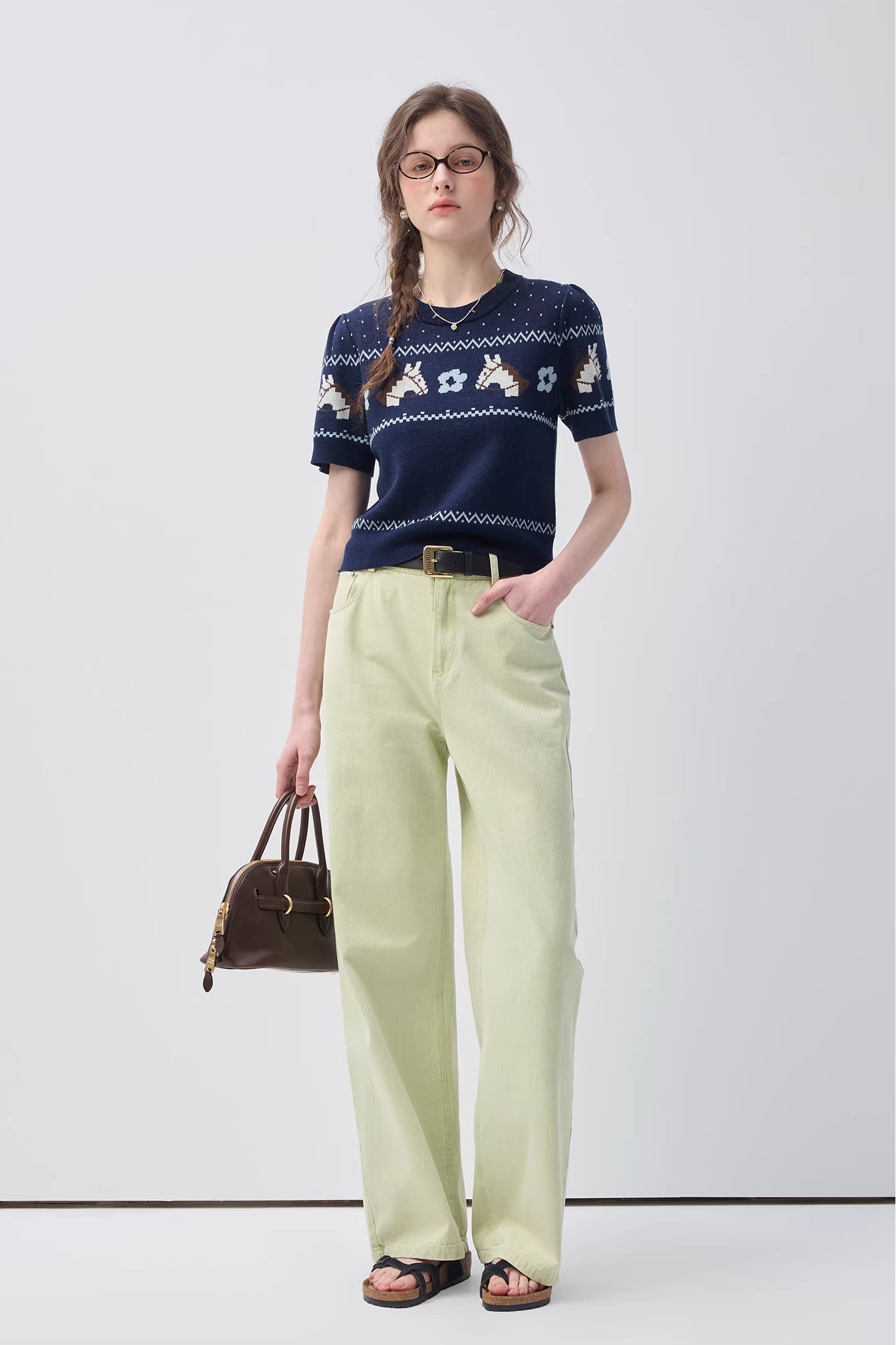 ポニーニットジャカードプルオーバーC3566