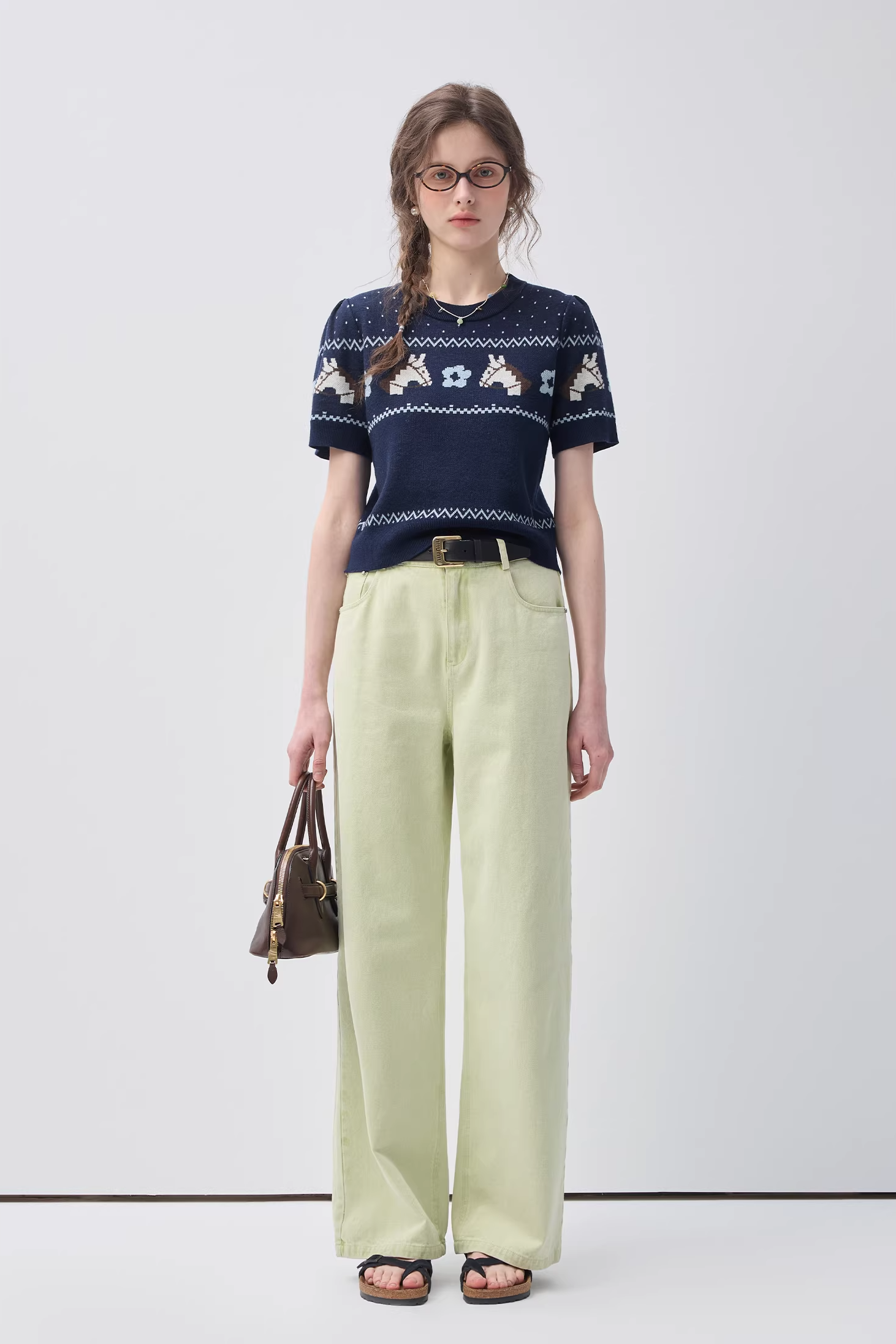 ポニーニットジャカードプルオーバーC3566