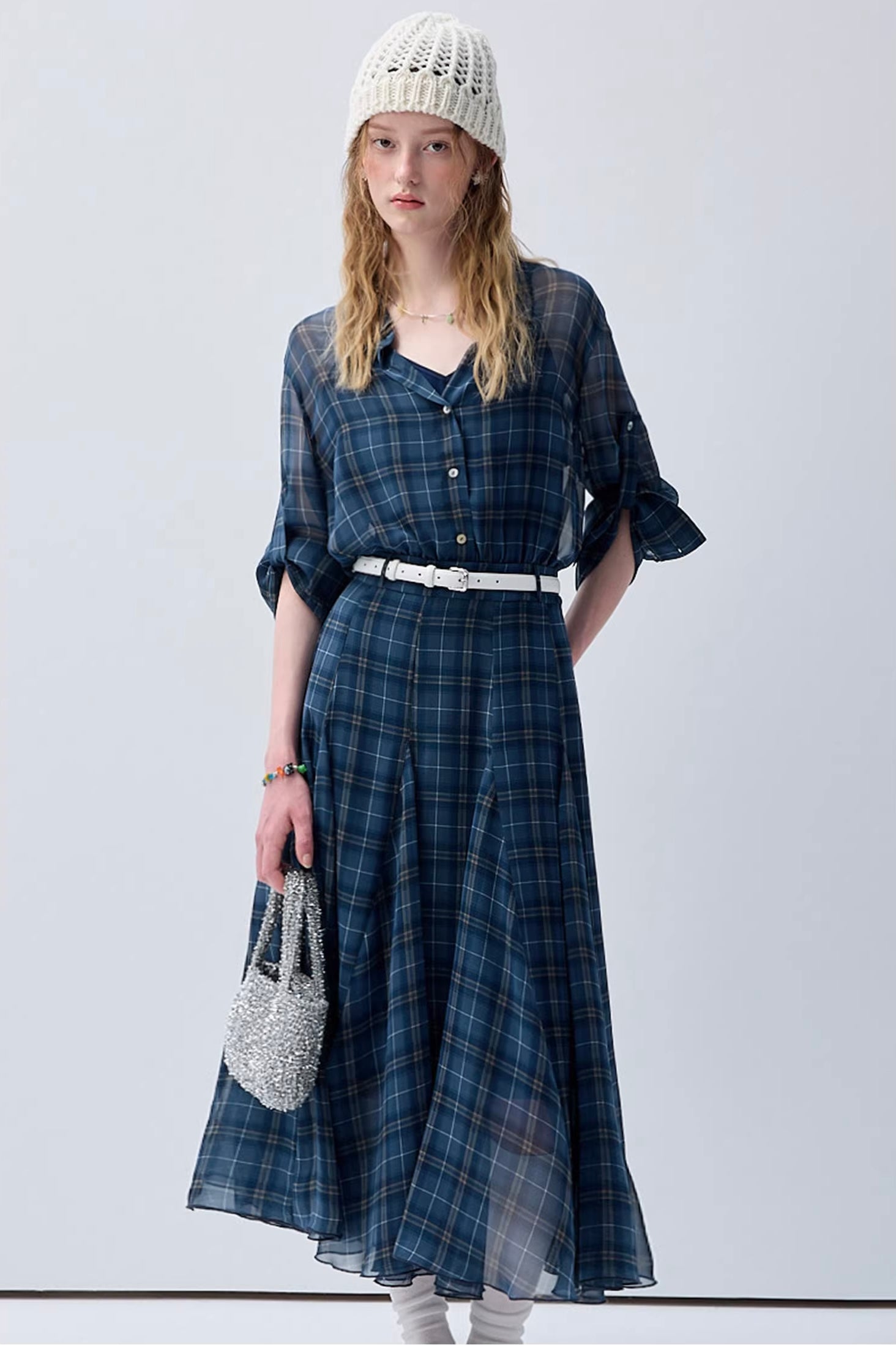 パステルチェックデザインワンピースC3623