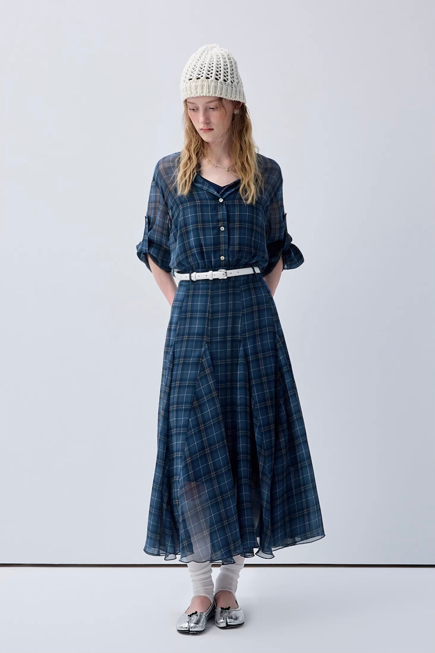 パステルチェックデザインワンピースC3623