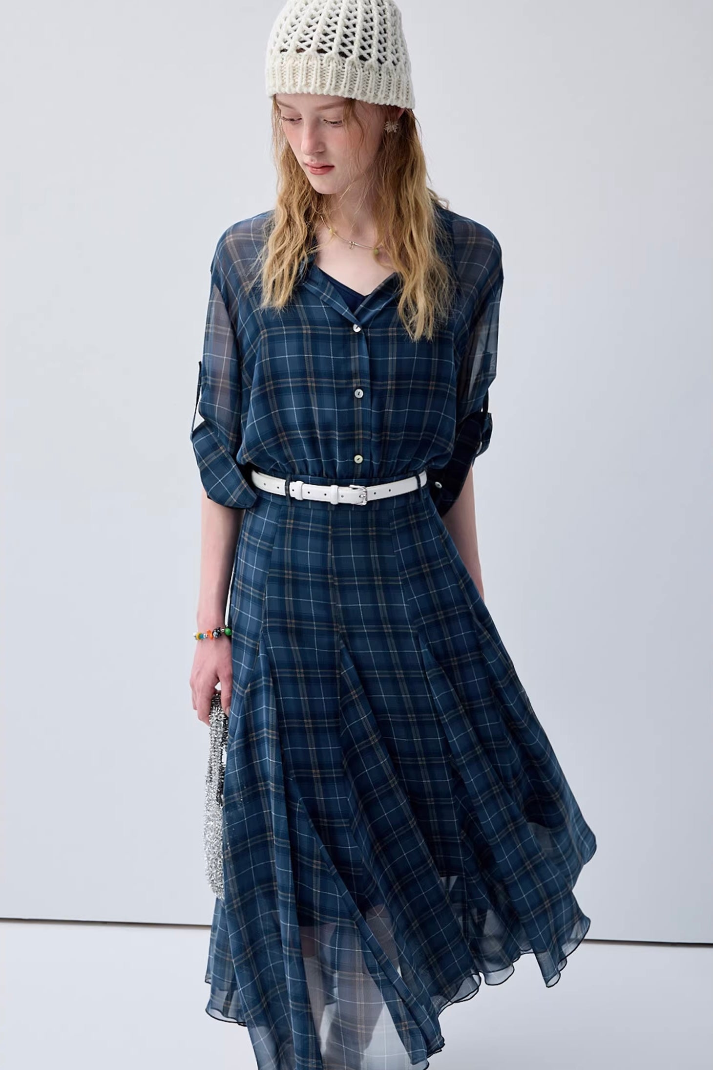 パステルチェックデザインワンピースC3623