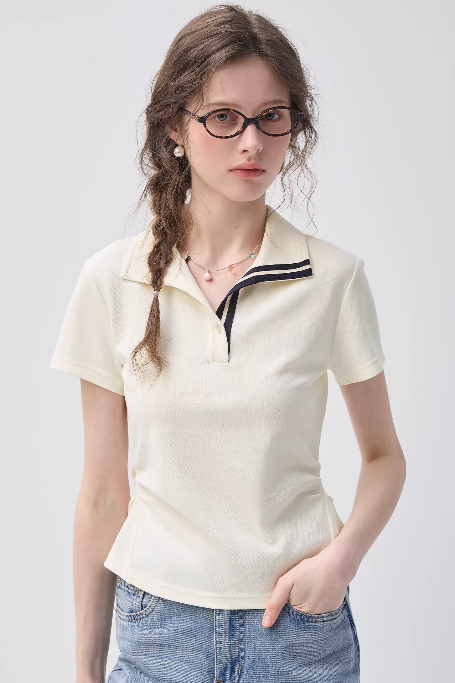 コントラストテープポロカラートップスC3647