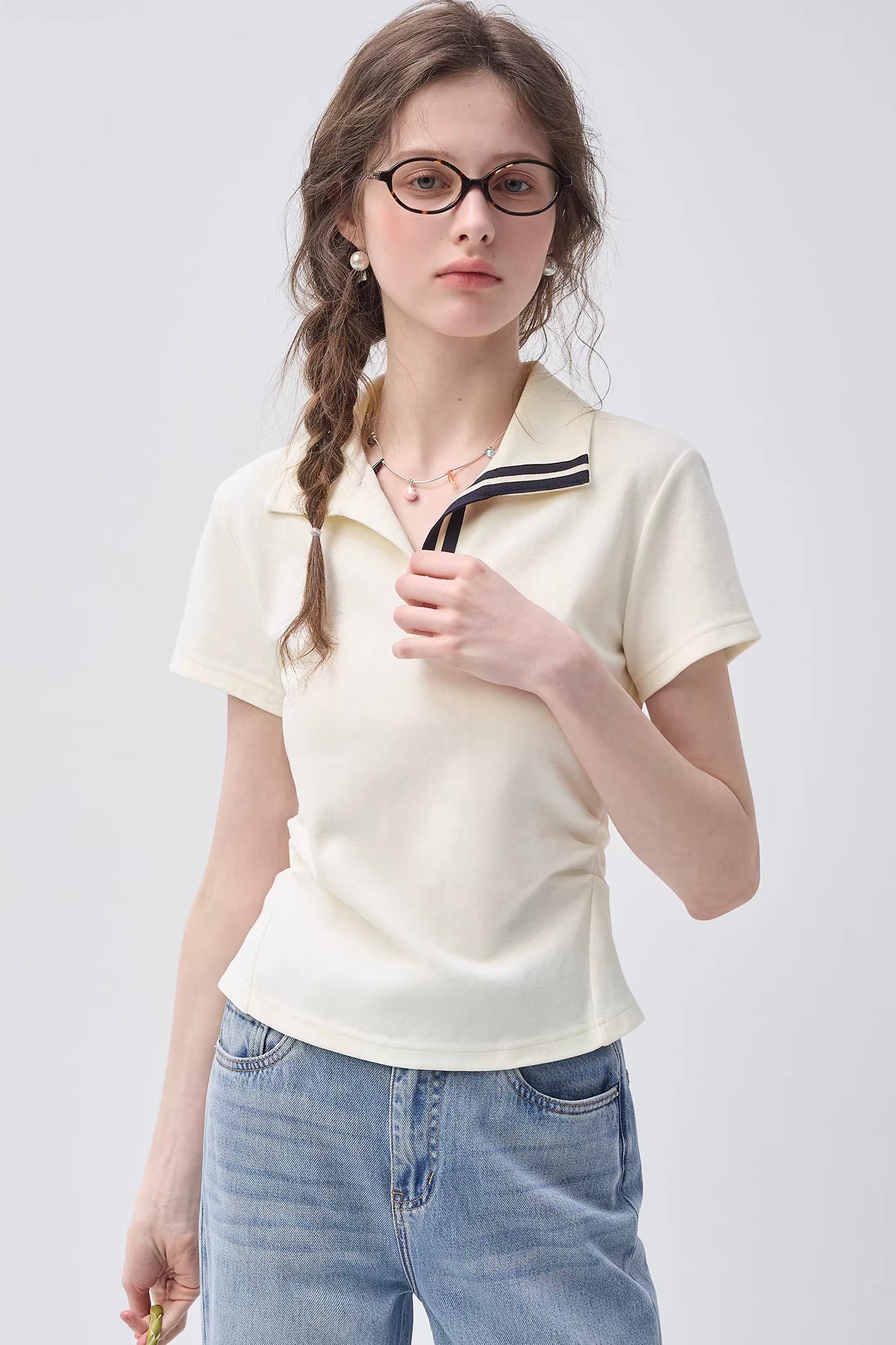 コントラストテープポロカラートップスC3647