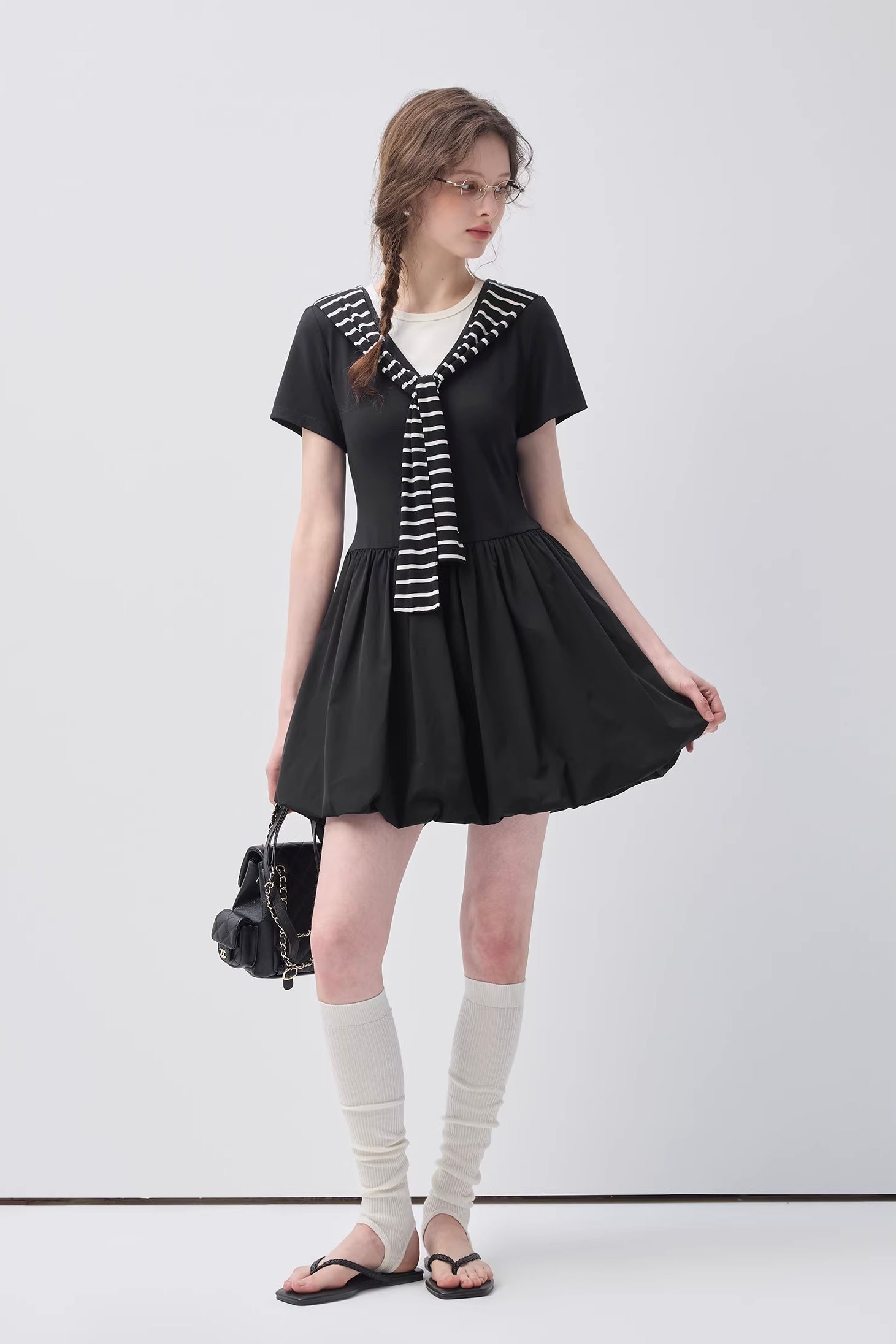 セーラーカラーバルーンワンピースC3656