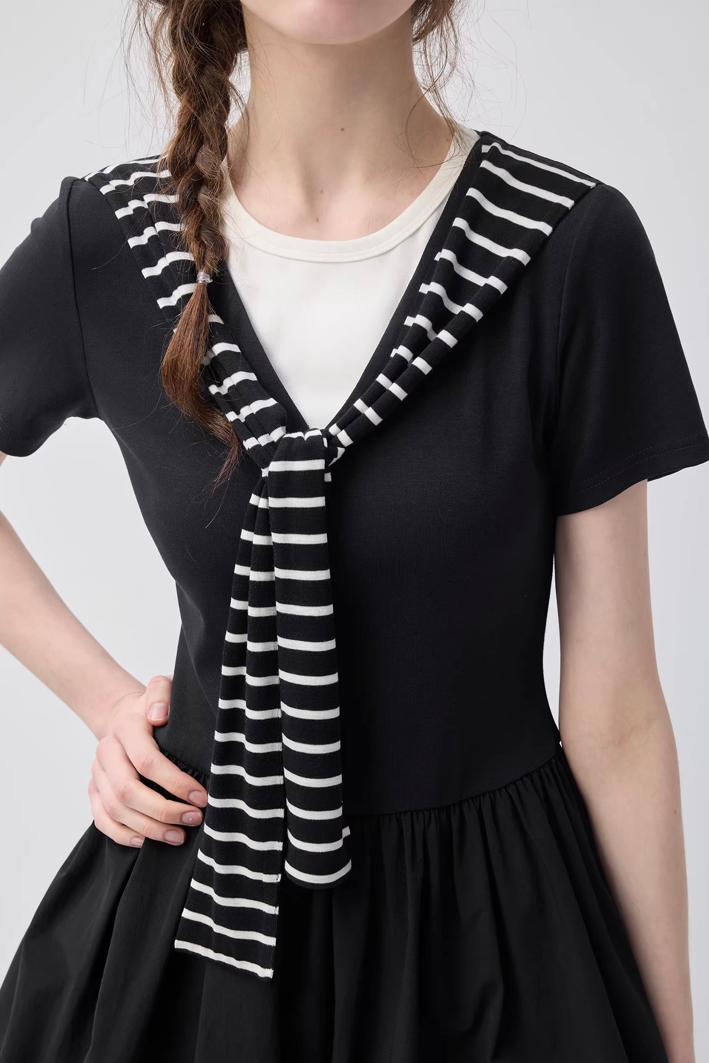 セーラーカラーバルーンワンピースC3656