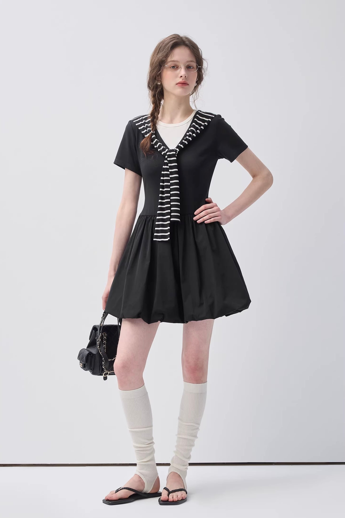 セーラーカラーバルーンワンピースC3656